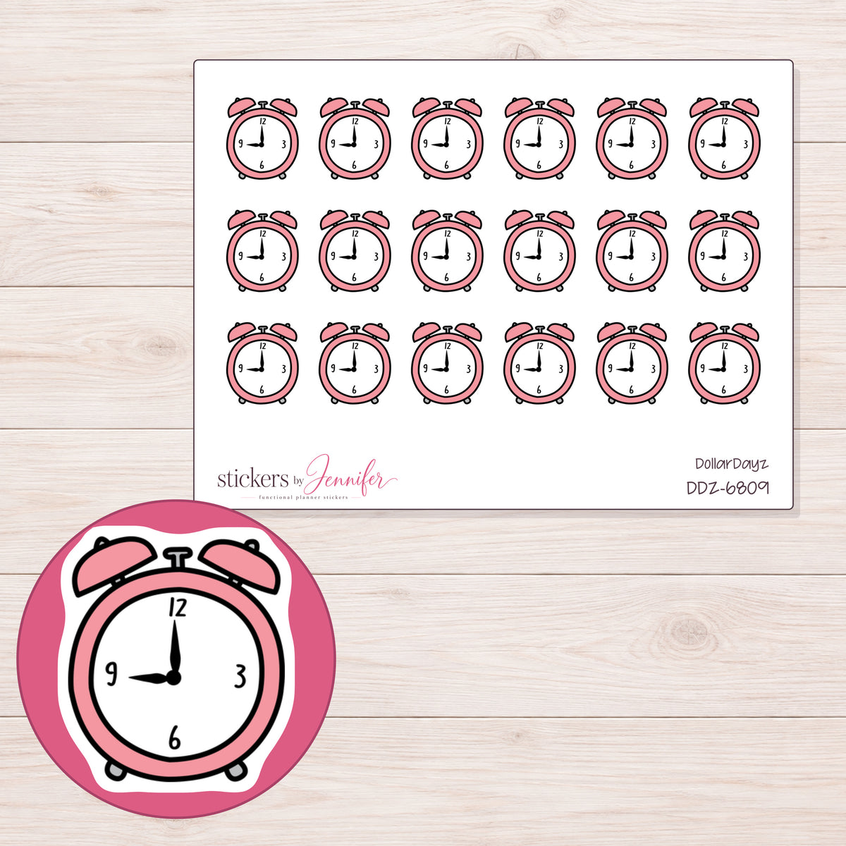 DDZ-6809 planner sticker sheet with enlarged sticker detail