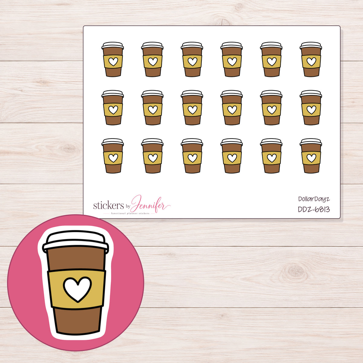 DDZ-6813 planner sticker sheet with enlarged sticker detail