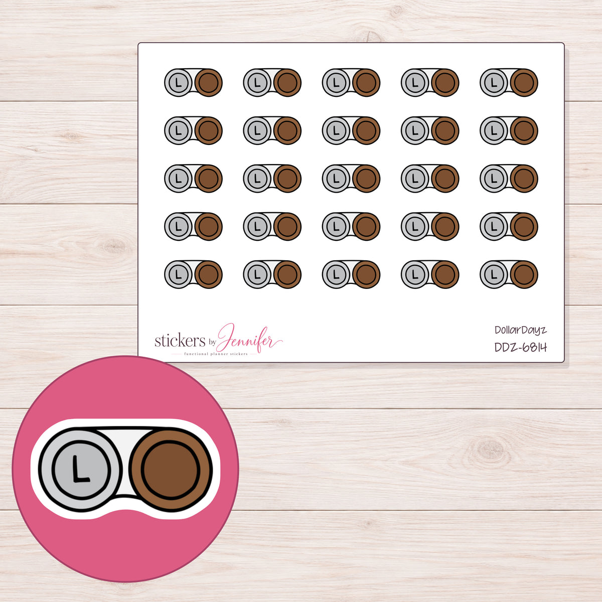 DDZ-6814 planner sticker sheet with enlarged sticker detail
