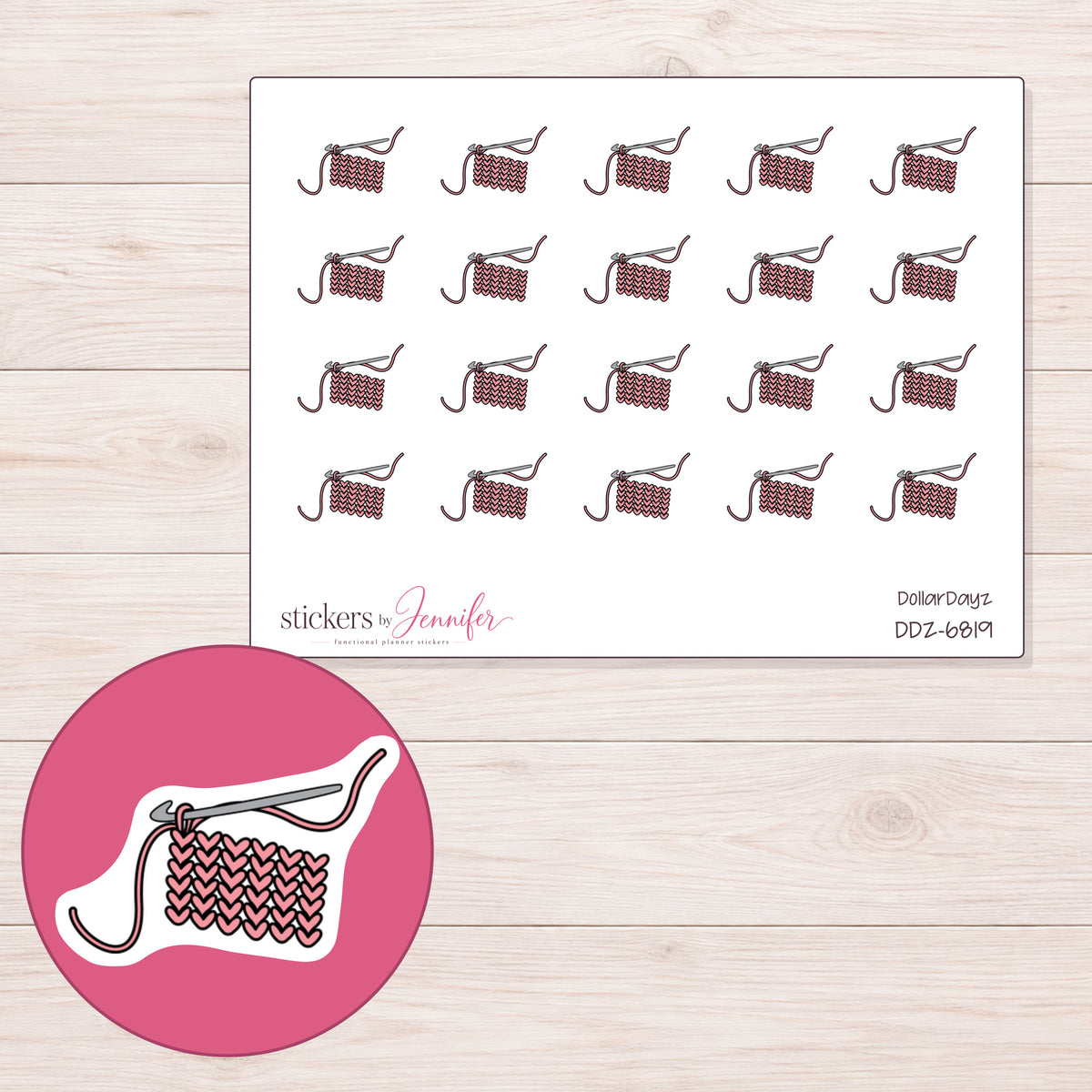 DDZ-6819 planner sticker sheet with enlarged sticker detail