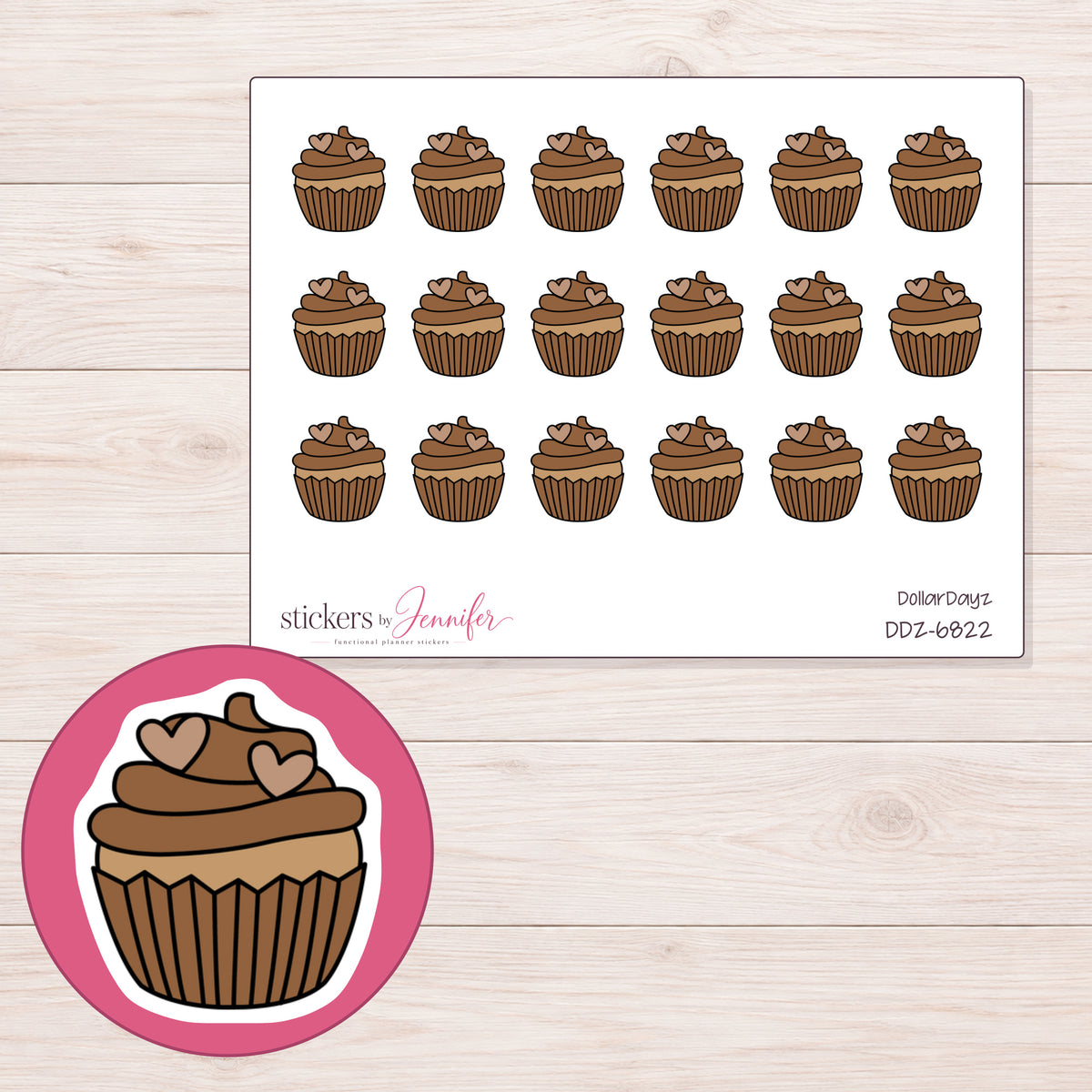 DDZ-6822 planner sticker sheet with enlarged sticker detail