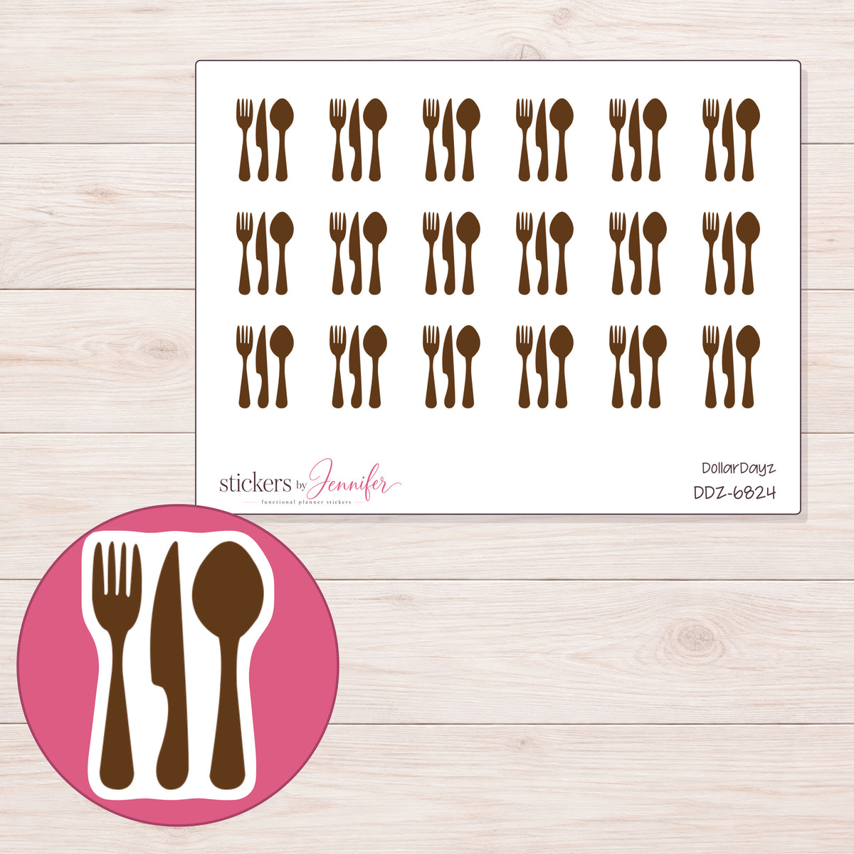 DDZ-6824 planner sticker sheet with enlarged sticker detail