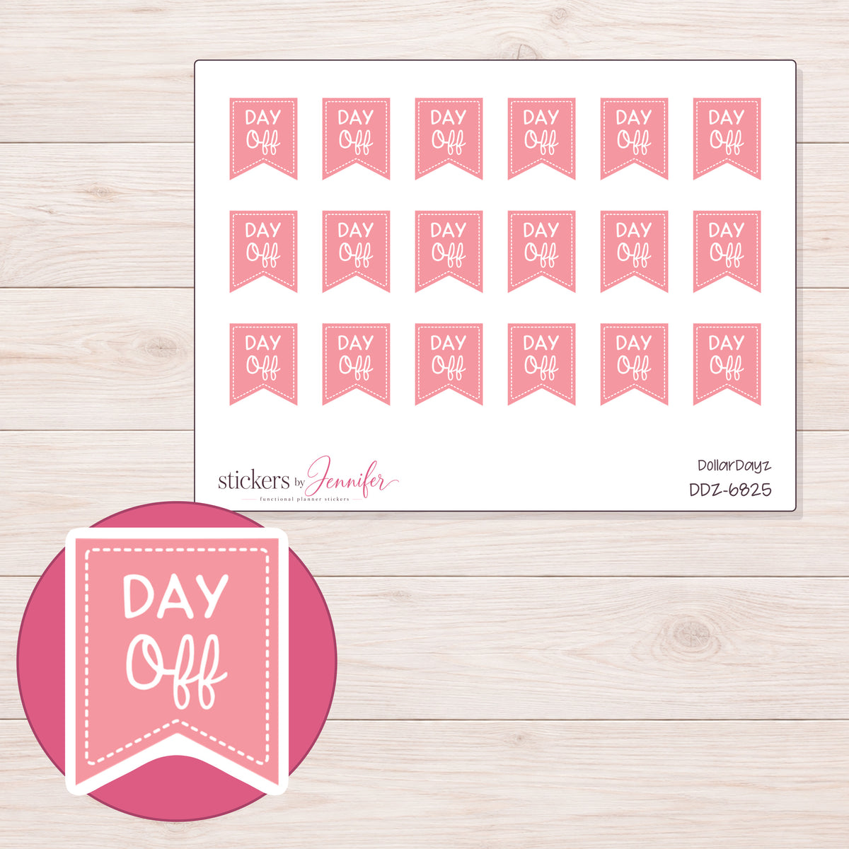 DDZ-6825 planner sticker sheet with enlarged sticker detail