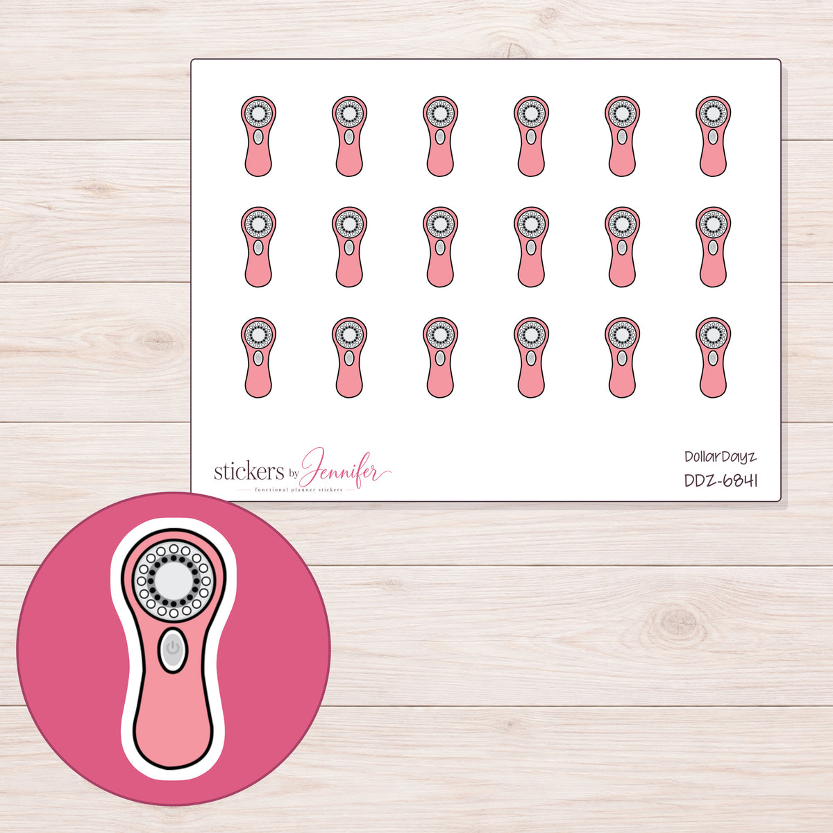 DDZ-6841 planner sticker sheet with enlarged sticker detail