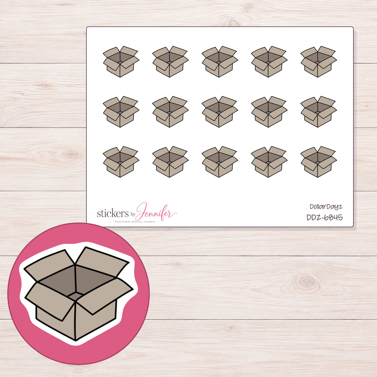 DDZ-6845 planner sticker sheet with enlarged sticker detail