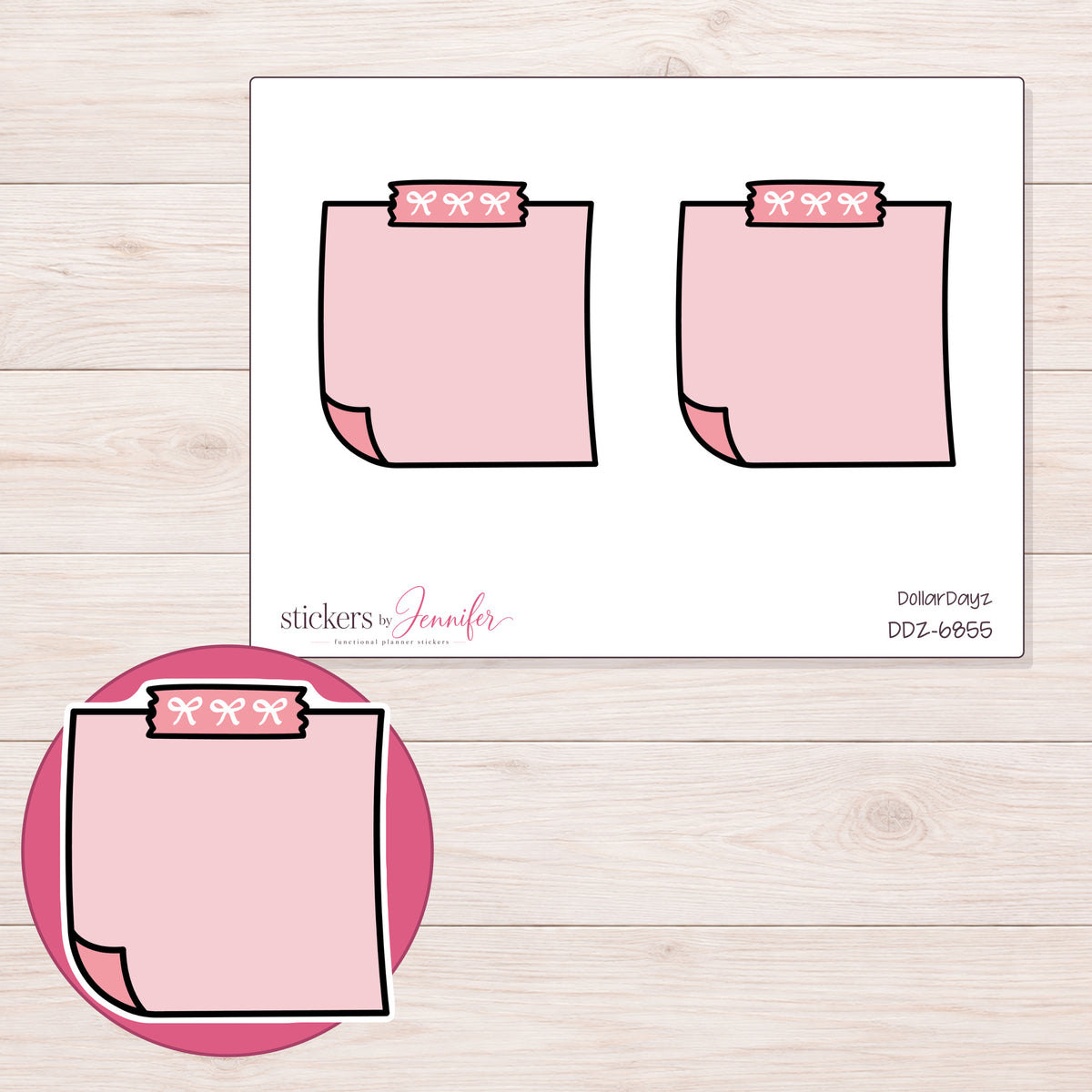 DDZ-6855 planner sticker sheet with enlarged sticker detail