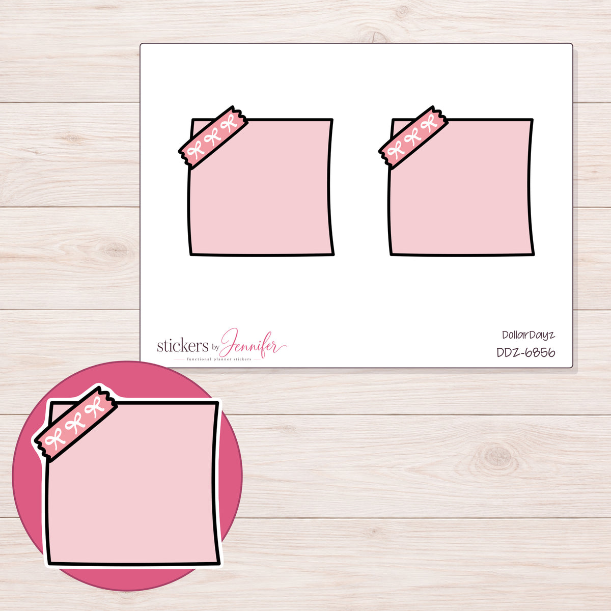 DDZ-6856 planner sticker sheet with enlarged sticker detail