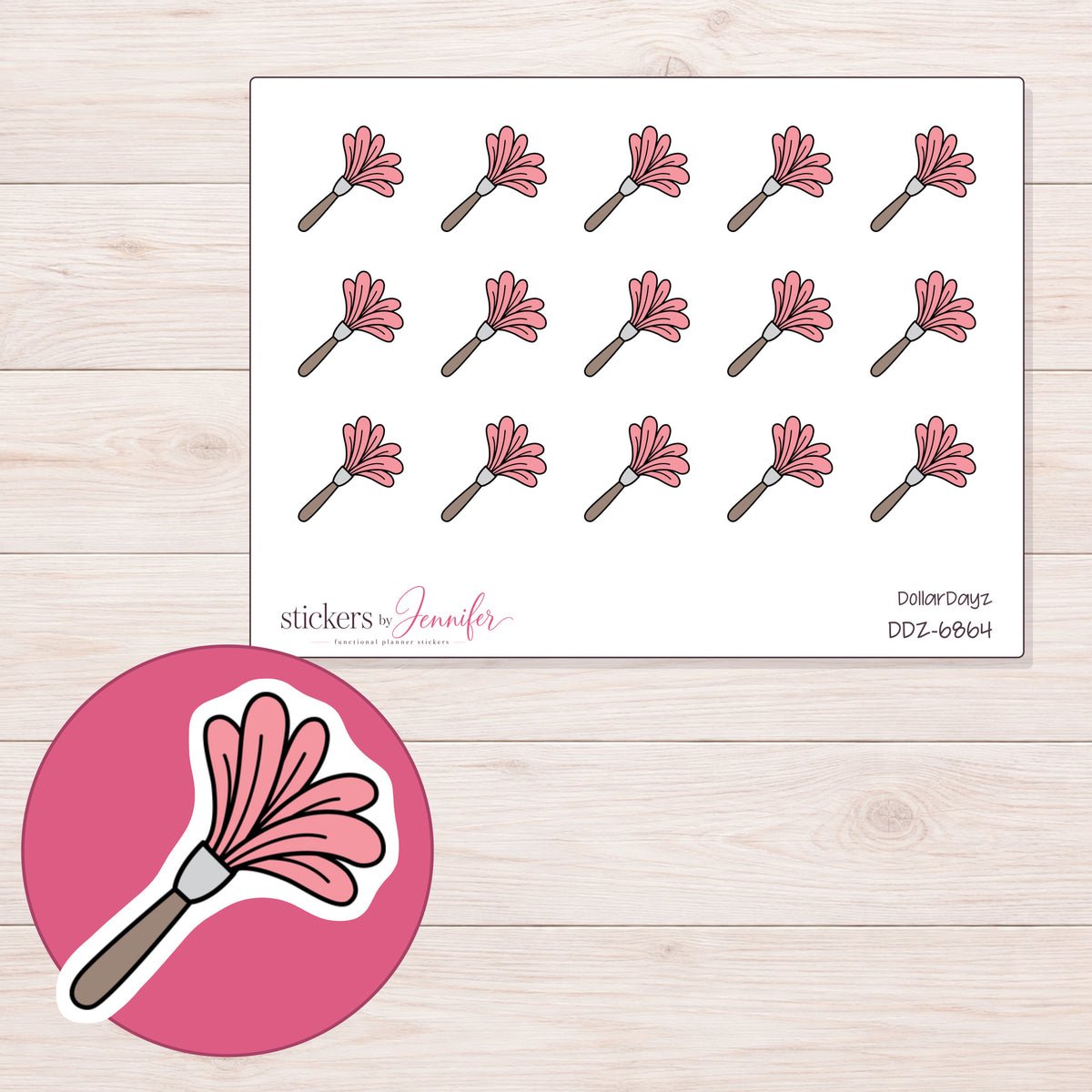 DDZ-6864 planner sticker sheet with enlarged sticker detail