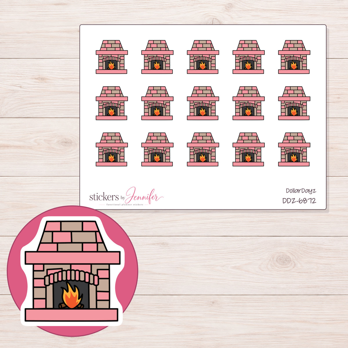 DDZ-6872 planner sticker sheet with enlarged sticker detail