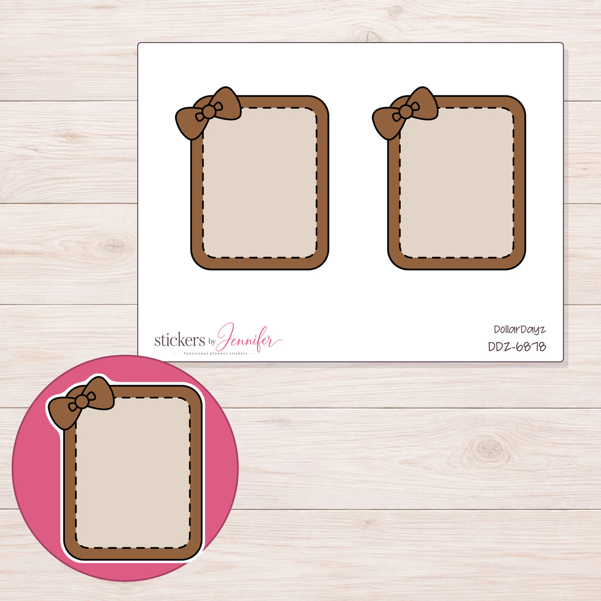 DDZ-6878 planner sticker sheet with enlarged sticker detail