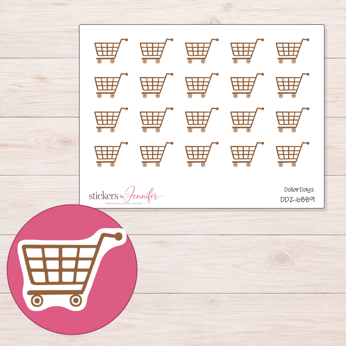 DDZ-6889 planner sticker sheet with enlarged sticker detail