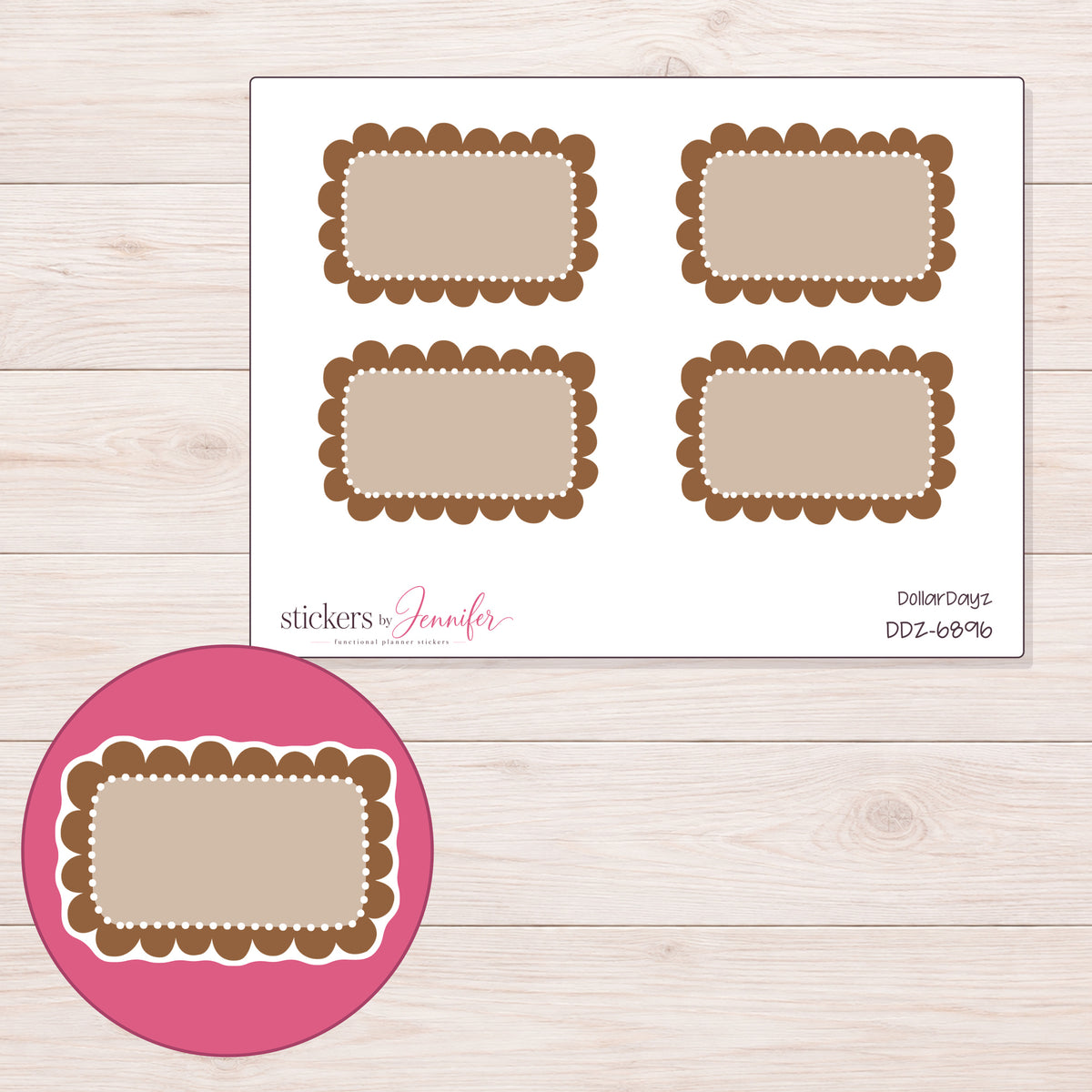 DDZ-6896 planner sticker sheet with enlarged sticker detail