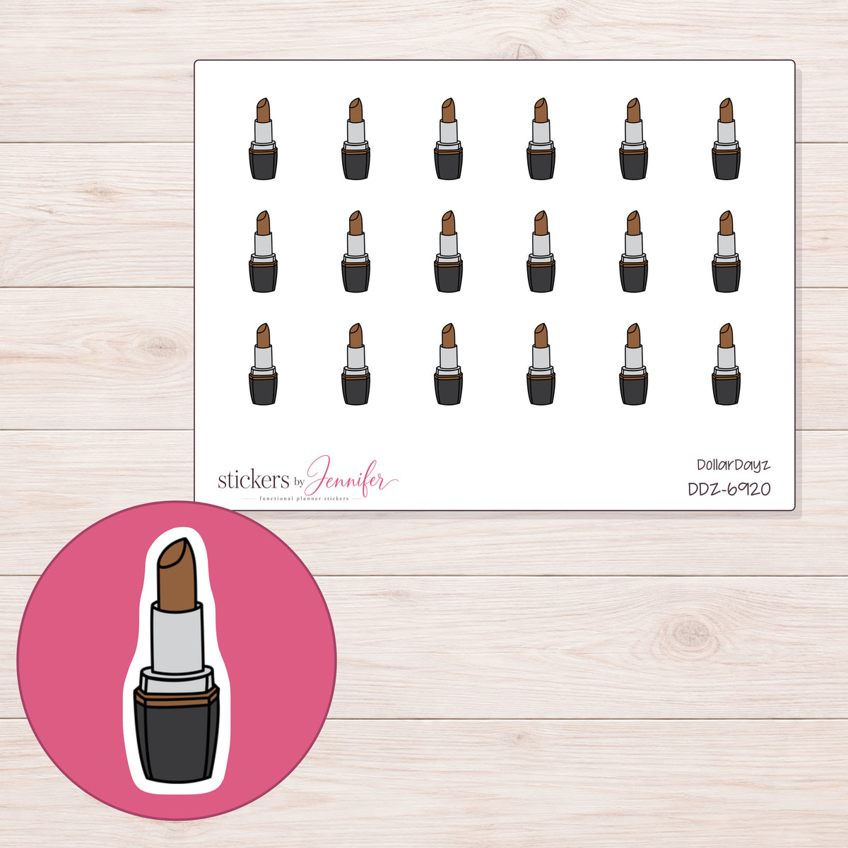DDZ-6920 planner sticker sheet with enlarged sticker detail