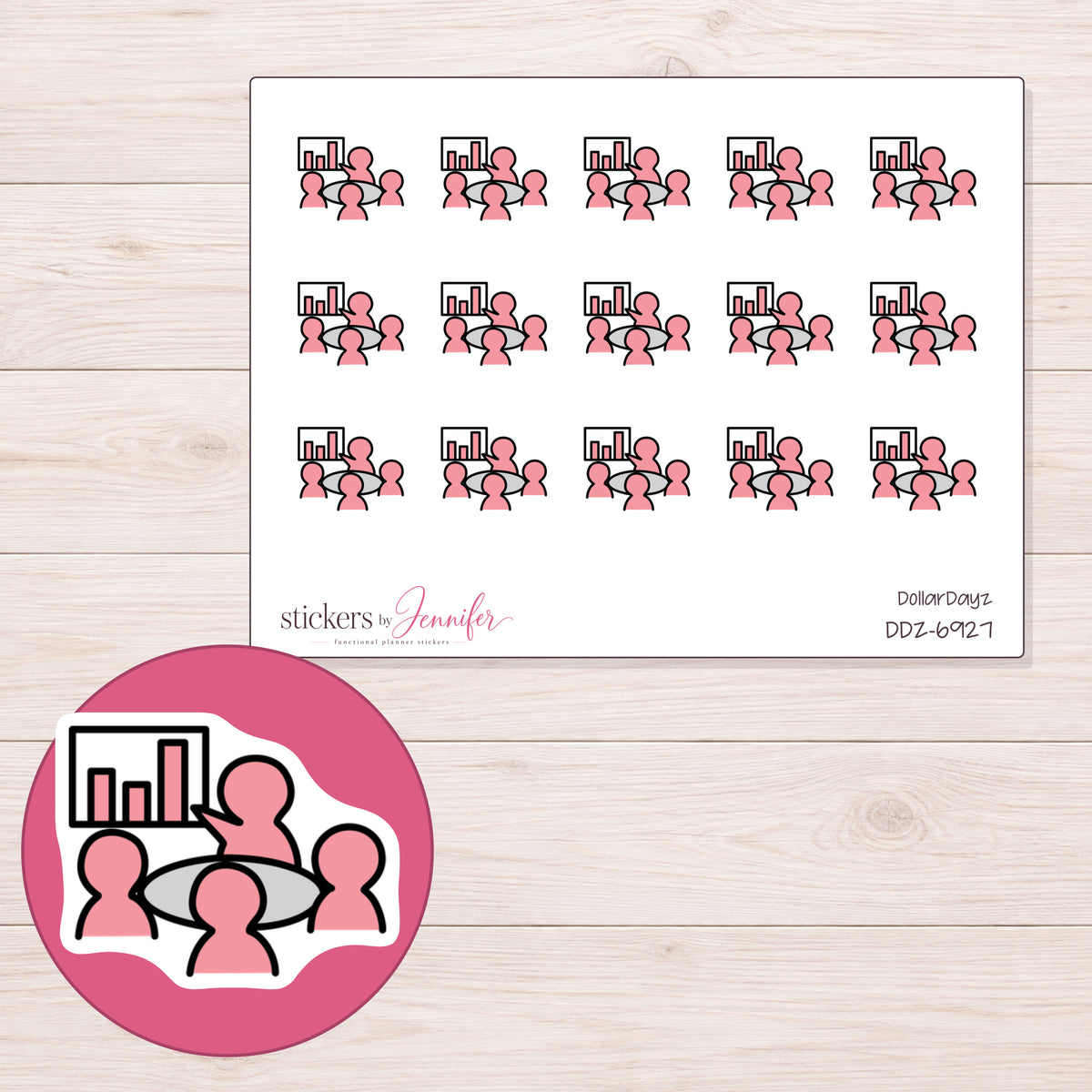 DDZ-6927 planner sticker sheet with enlarged sticker detail