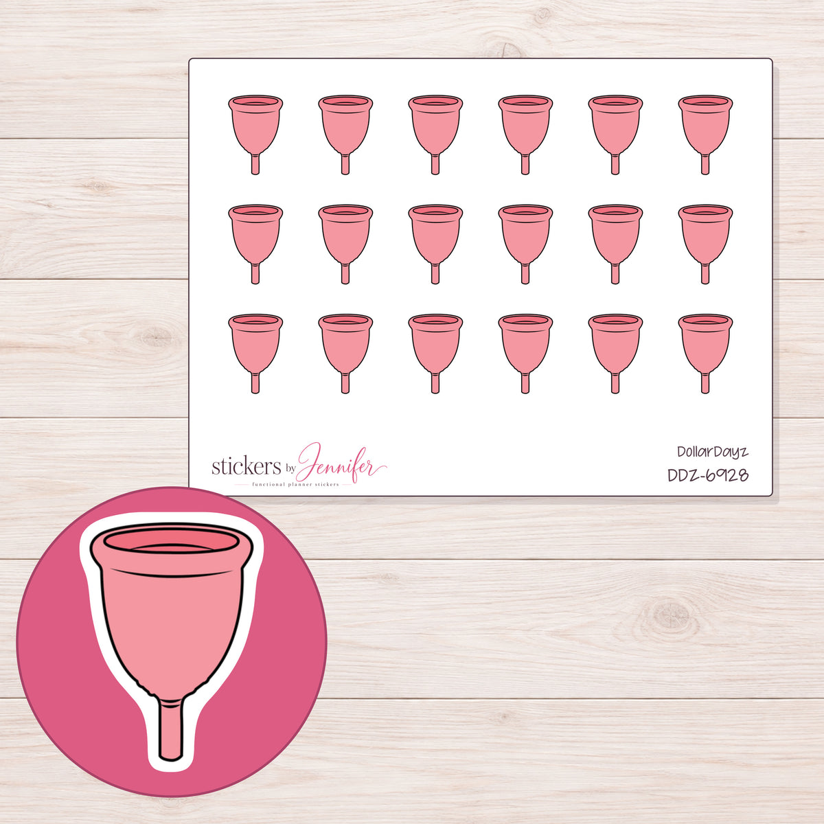 DDZ-6928 planner sticker sheet with enlarged sticker detail