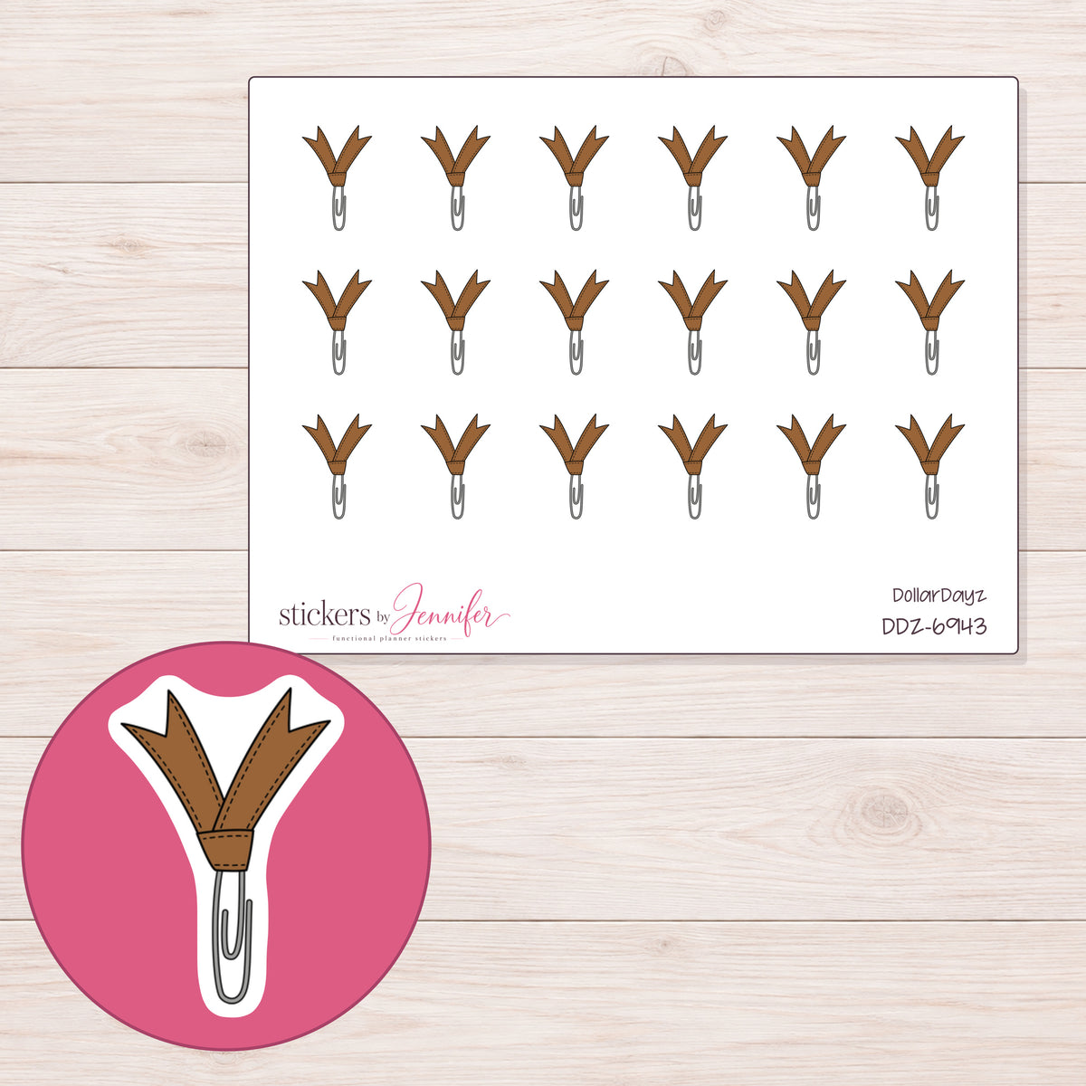 DDZ-6943 planner sticker sheet with enlarged sticker detail