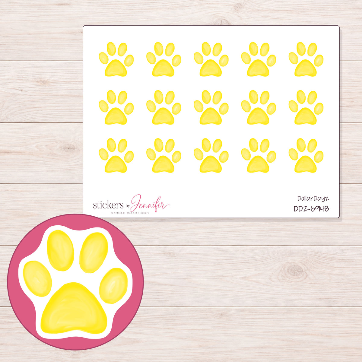 DDZ-6948 planner sticker sheet with enlarged sticker detail