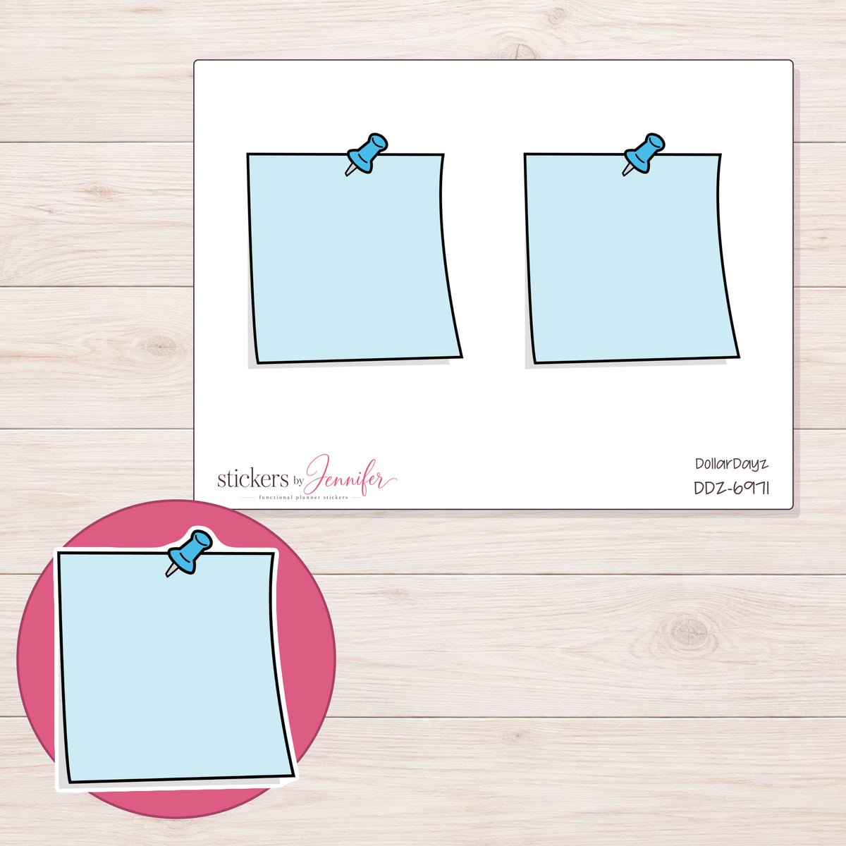 DDZ-6971 planner sticker sheet with enlarged sticker detail