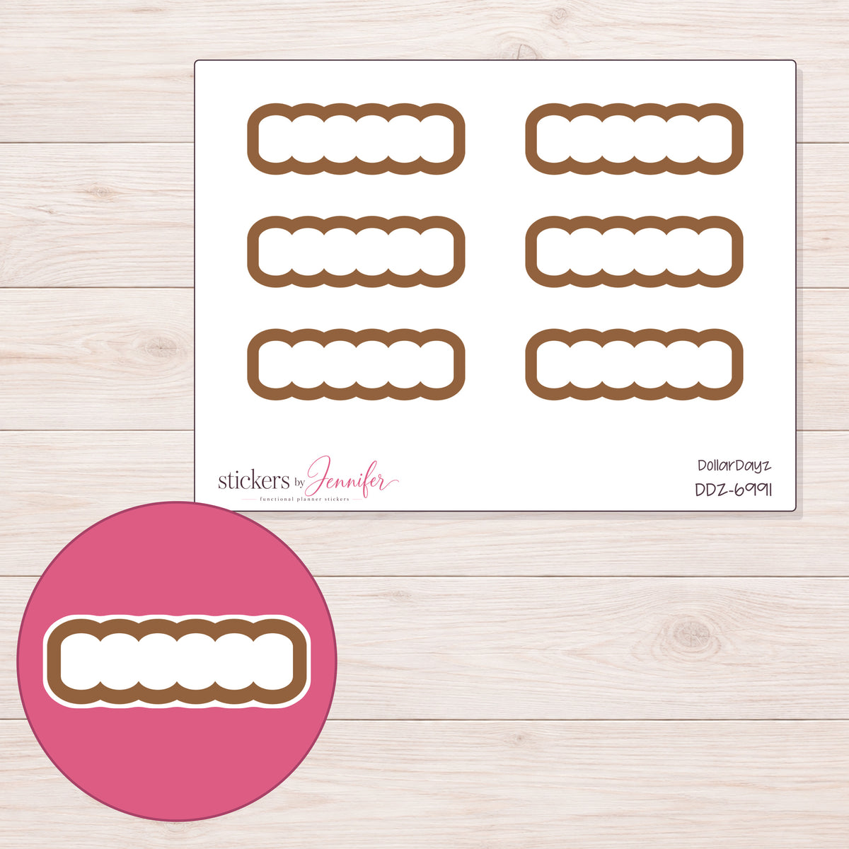 DDZ-6991 planner sticker sheet with enlarged sticker detail