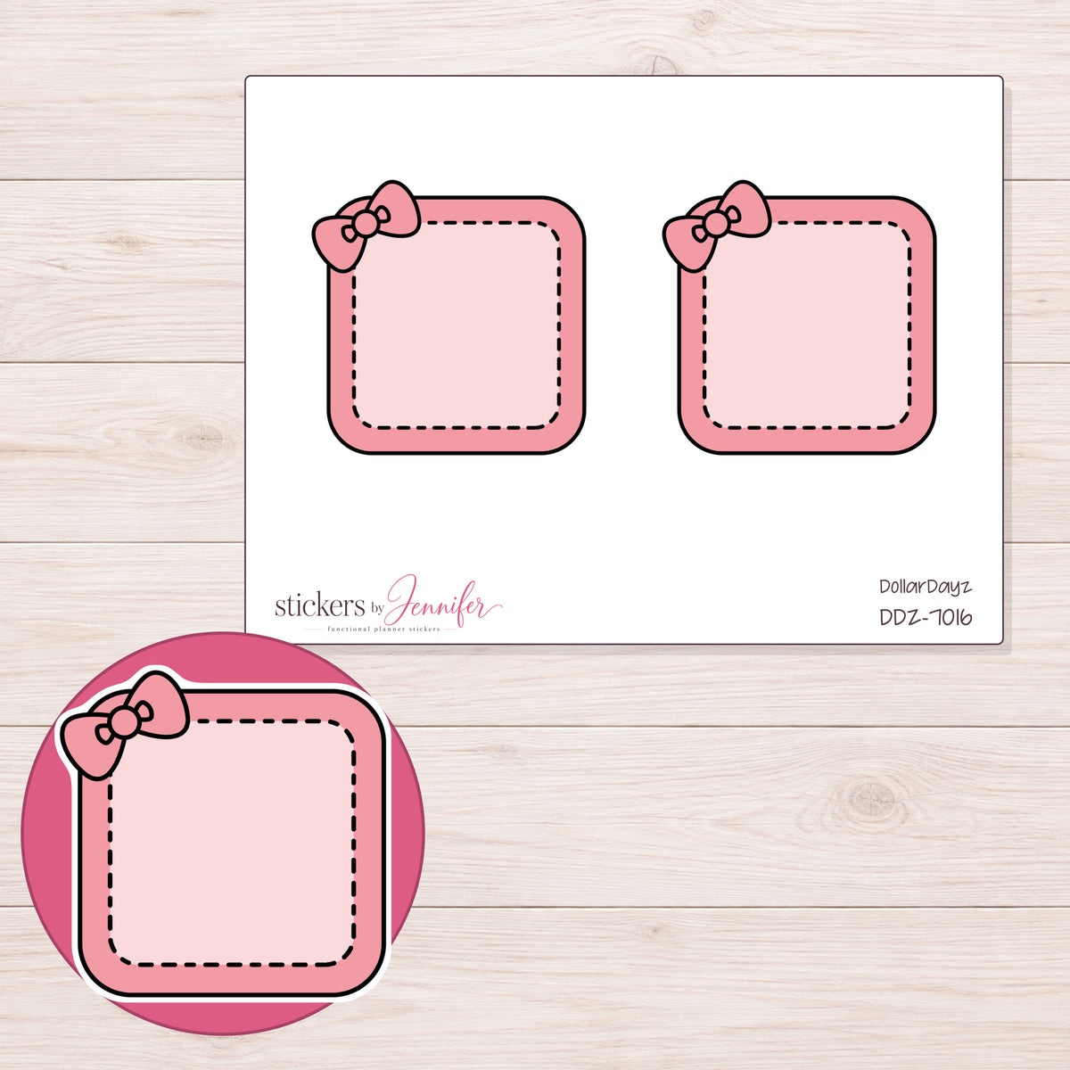 DDZ-7016 planner sticker sheet with enlarged sticker detail
