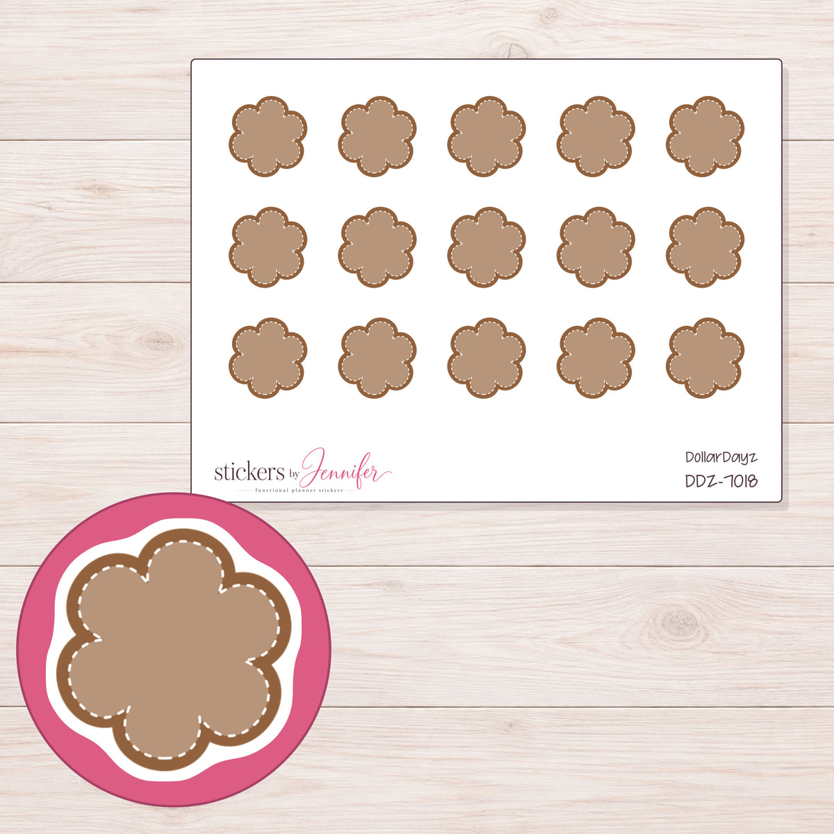 DDZ-7018 planner sticker sheet with enlarged sticker detail