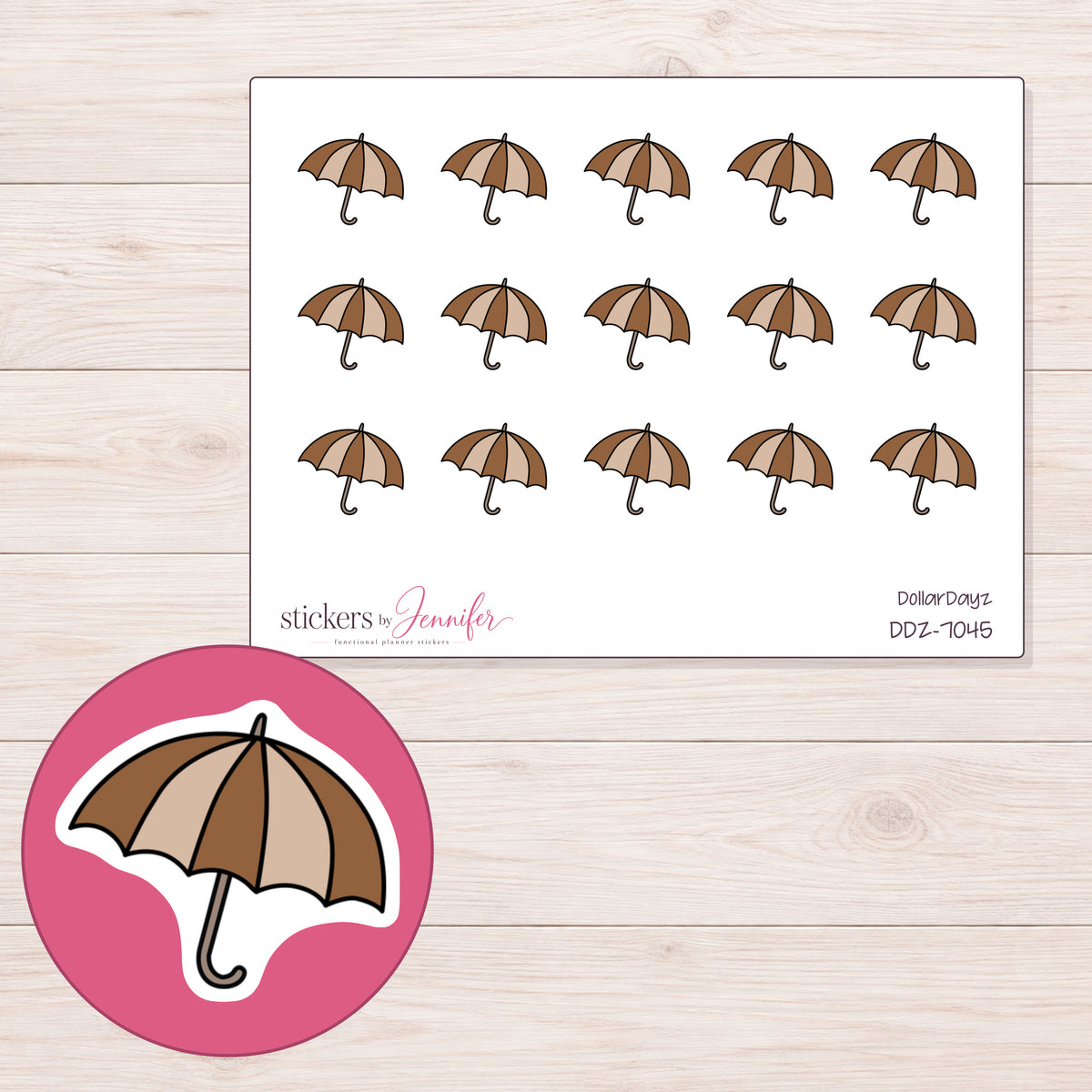 DDZ-7045 planner sticker sheet with enlarged sticker detail