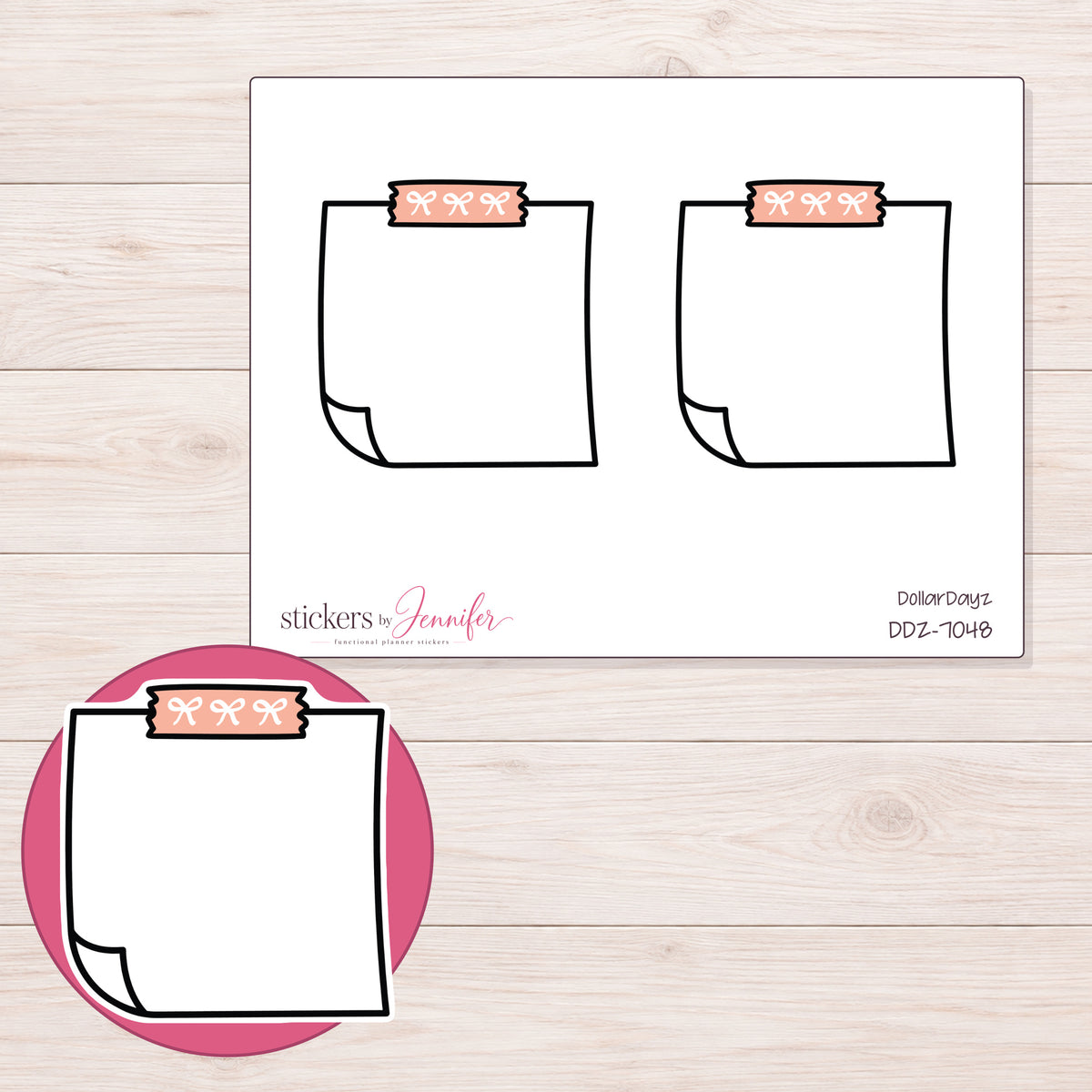 DDZ-7048 planner sticker sheet with enlarged sticker detail