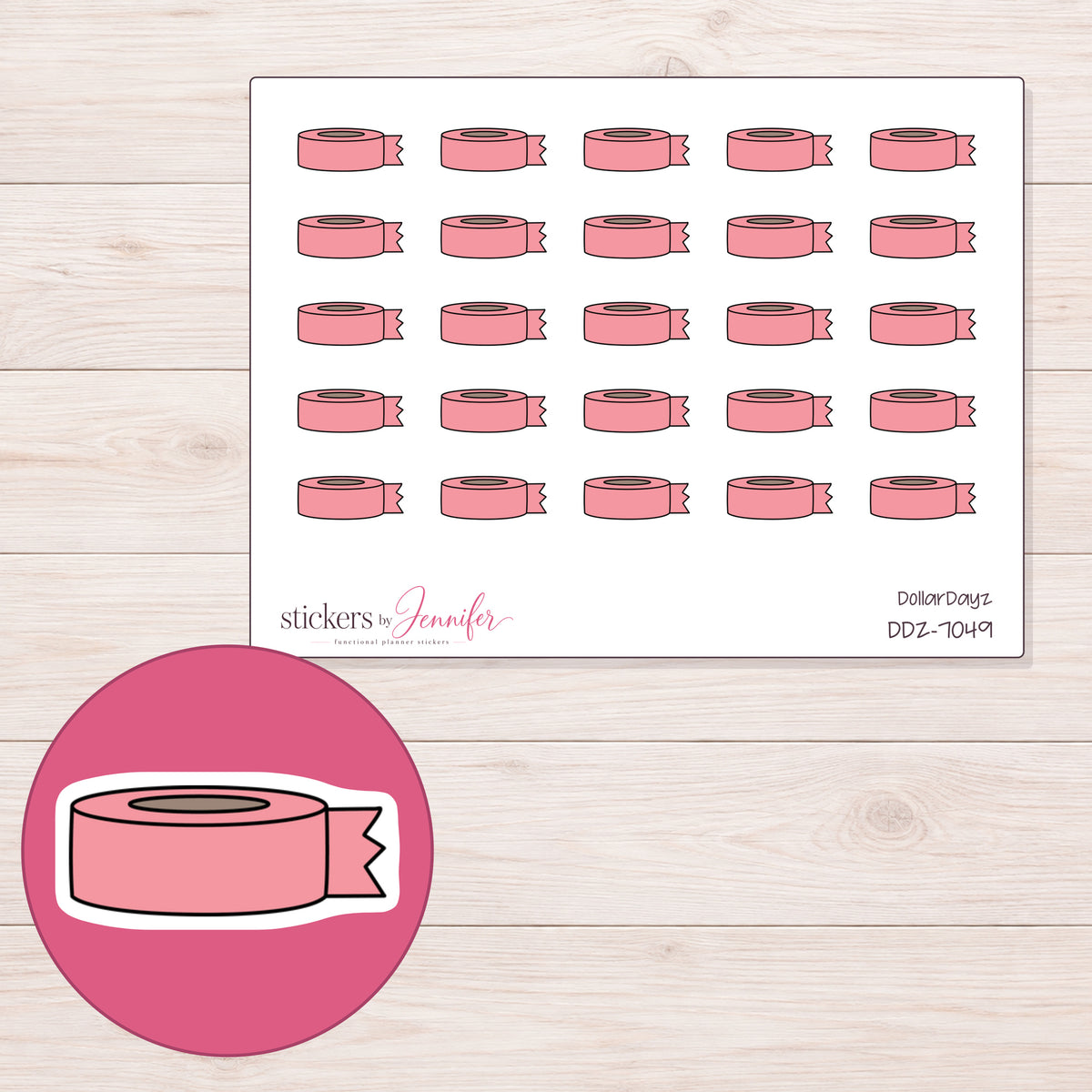 DDZ-7049 planner sticker sheet with enlarged sticker detail