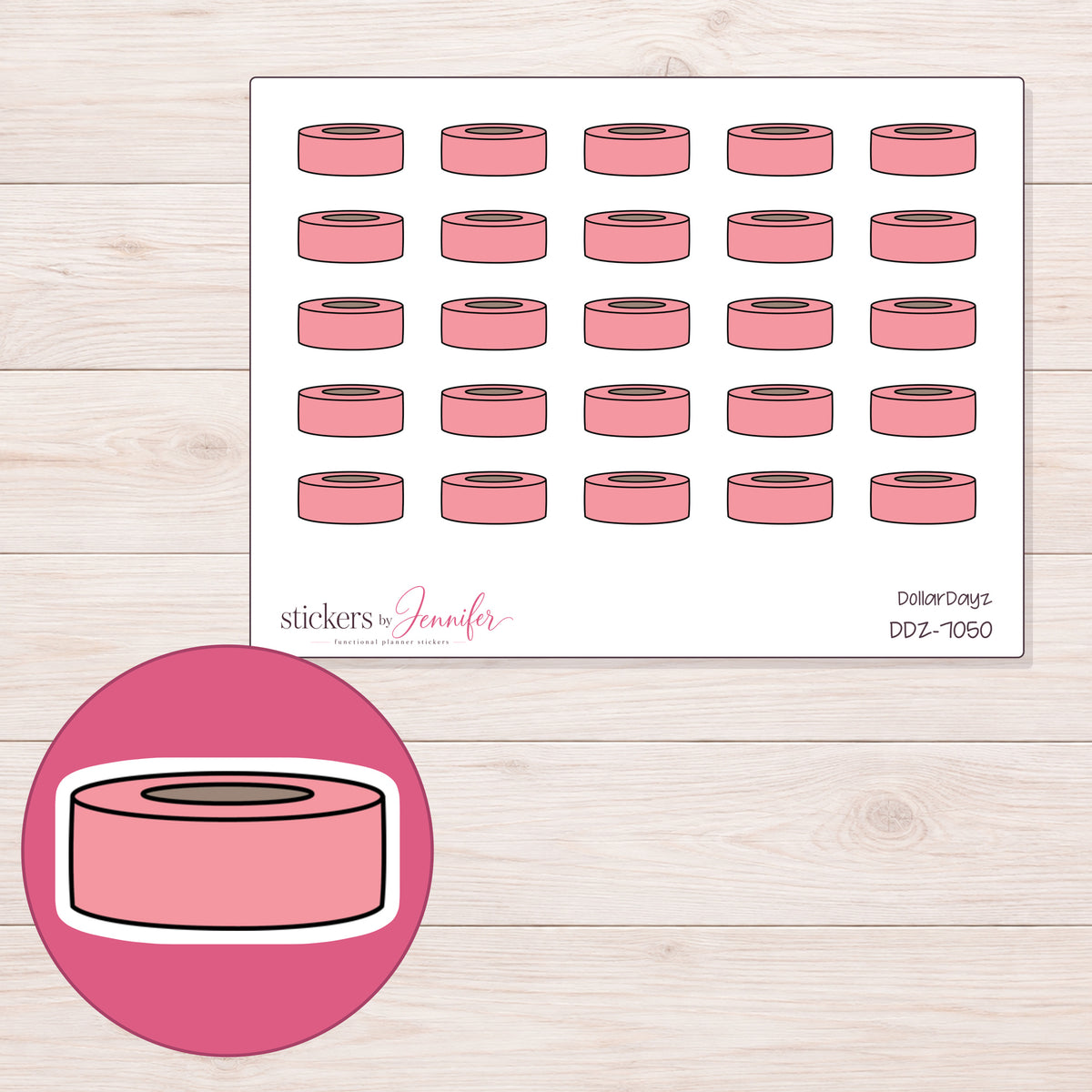 DDZ-7050 planner sticker sheet with enlarged sticker detail