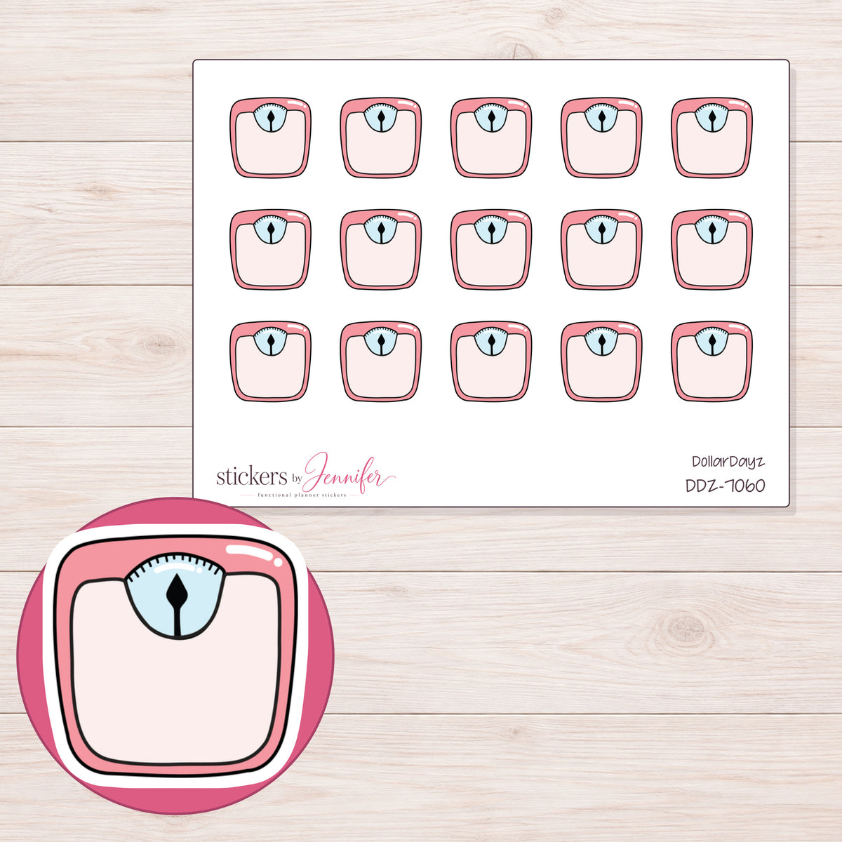 DDZ-7060 planner sticker sheet with enlarged sticker detail
