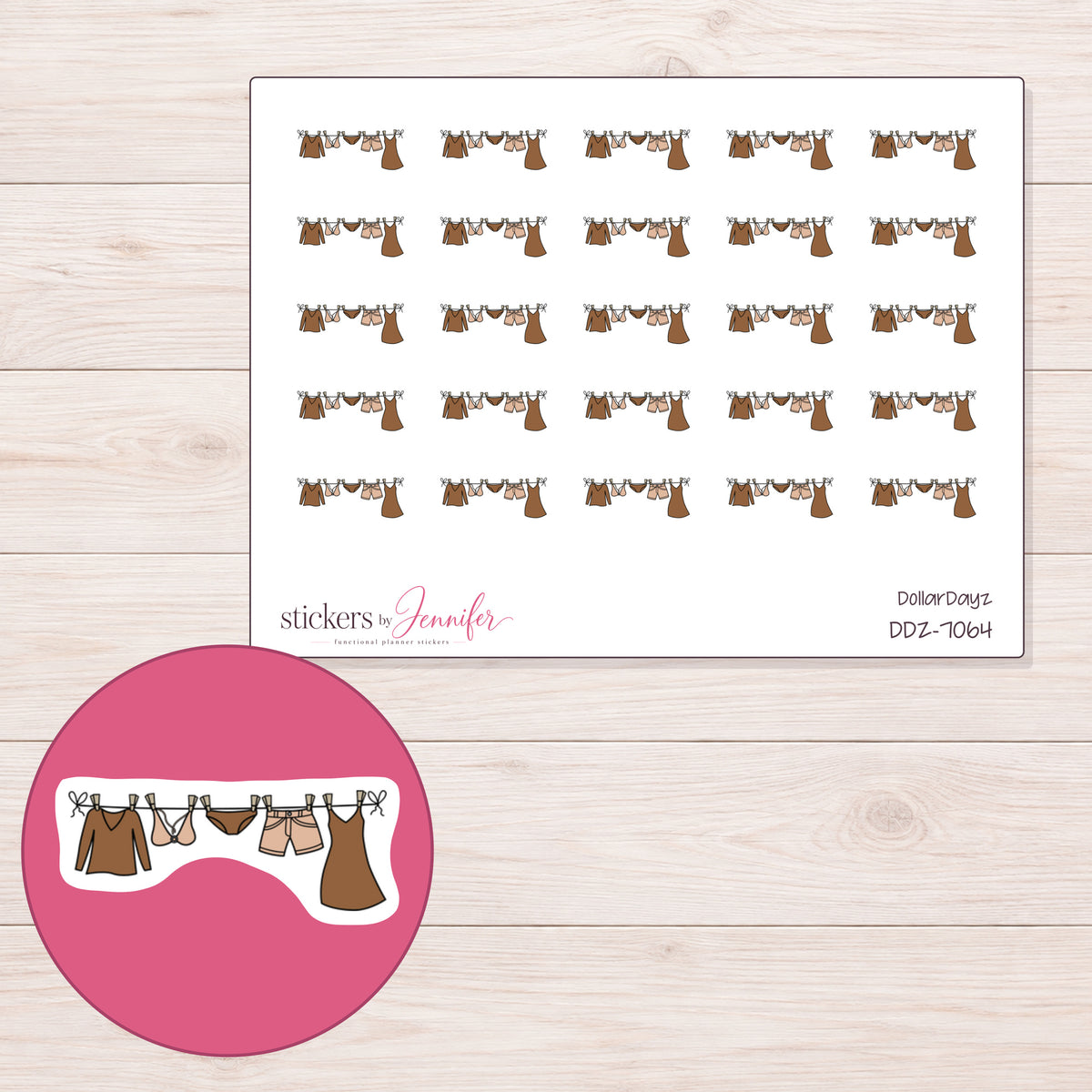 DDZ-7064 planner sticker sheet with enlarged sticker detail