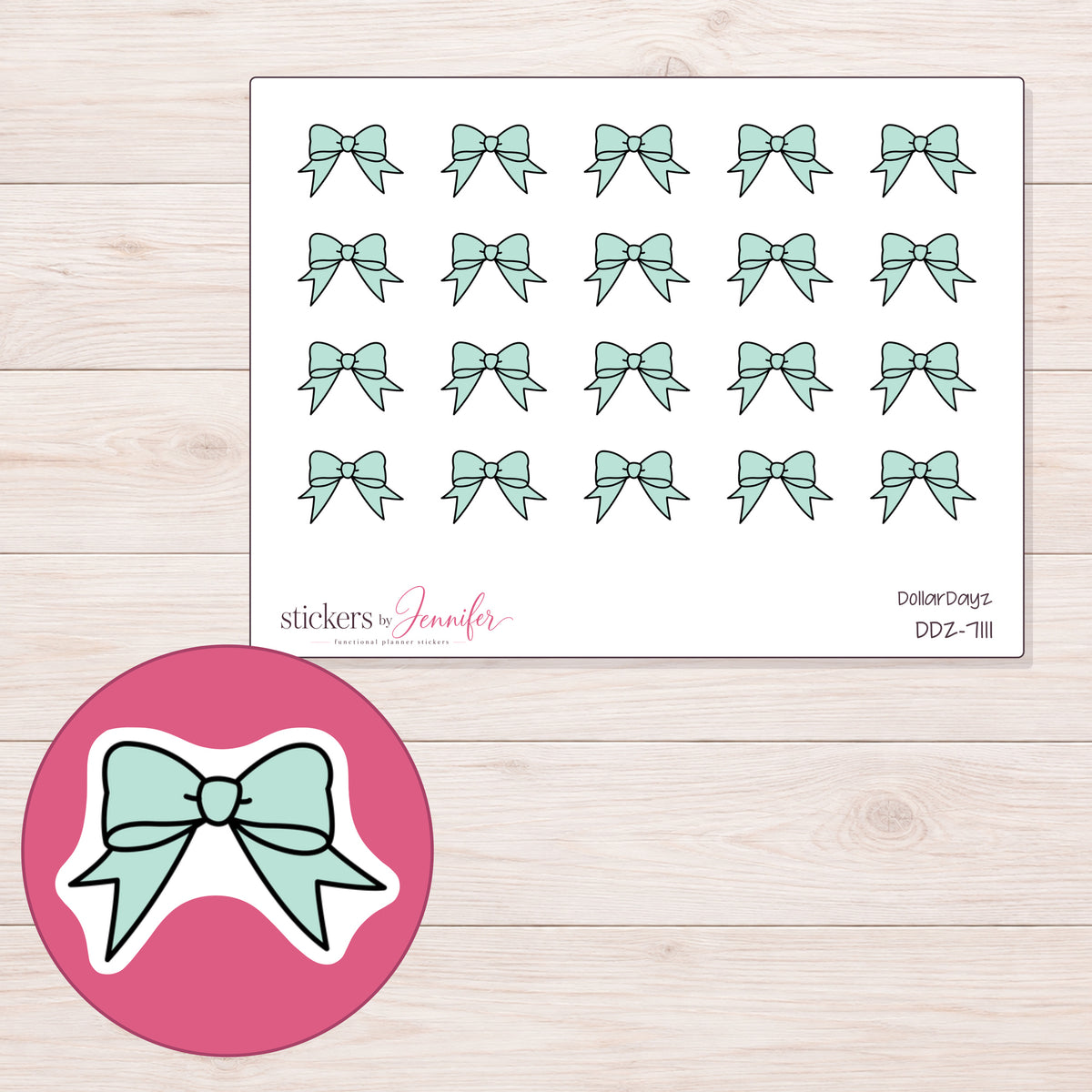 DDZ-7111 planner sticker sheet with enlarged sticker detail