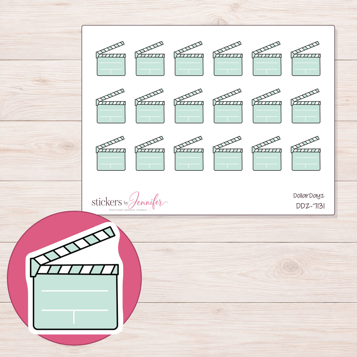 DDZ-7131 planner sticker sheet with enlarged sticker detail