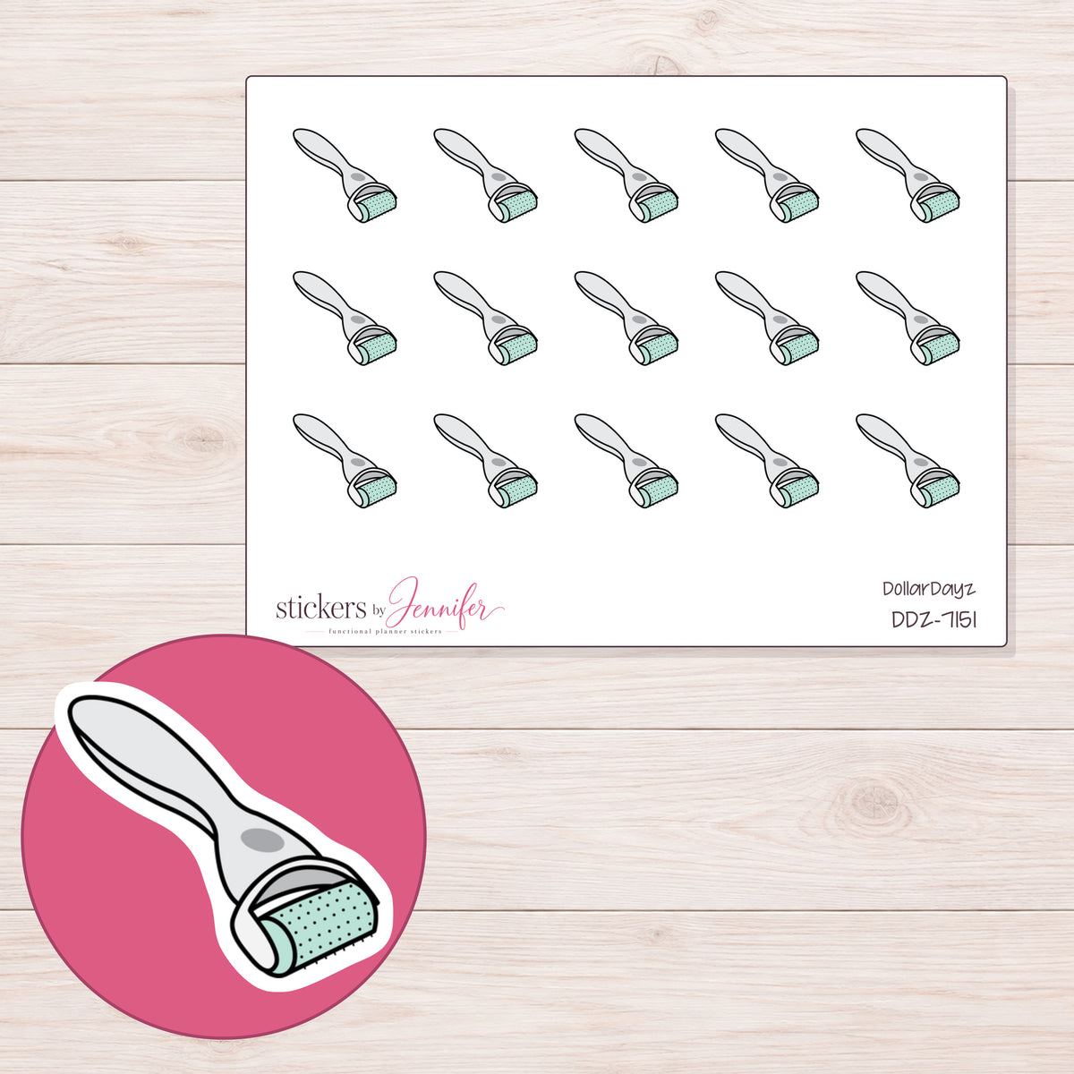 DDZ-7151 planner sticker sheet with enlarged sticker detail