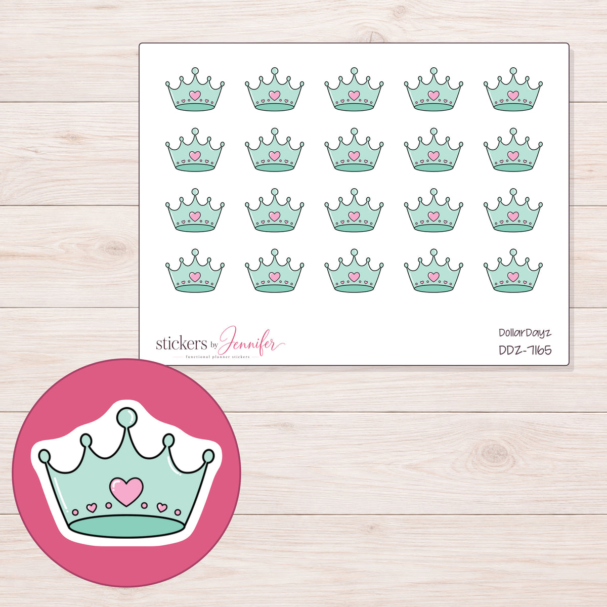 DDZ-7165 planner sticker sheet with enlarged sticker detail