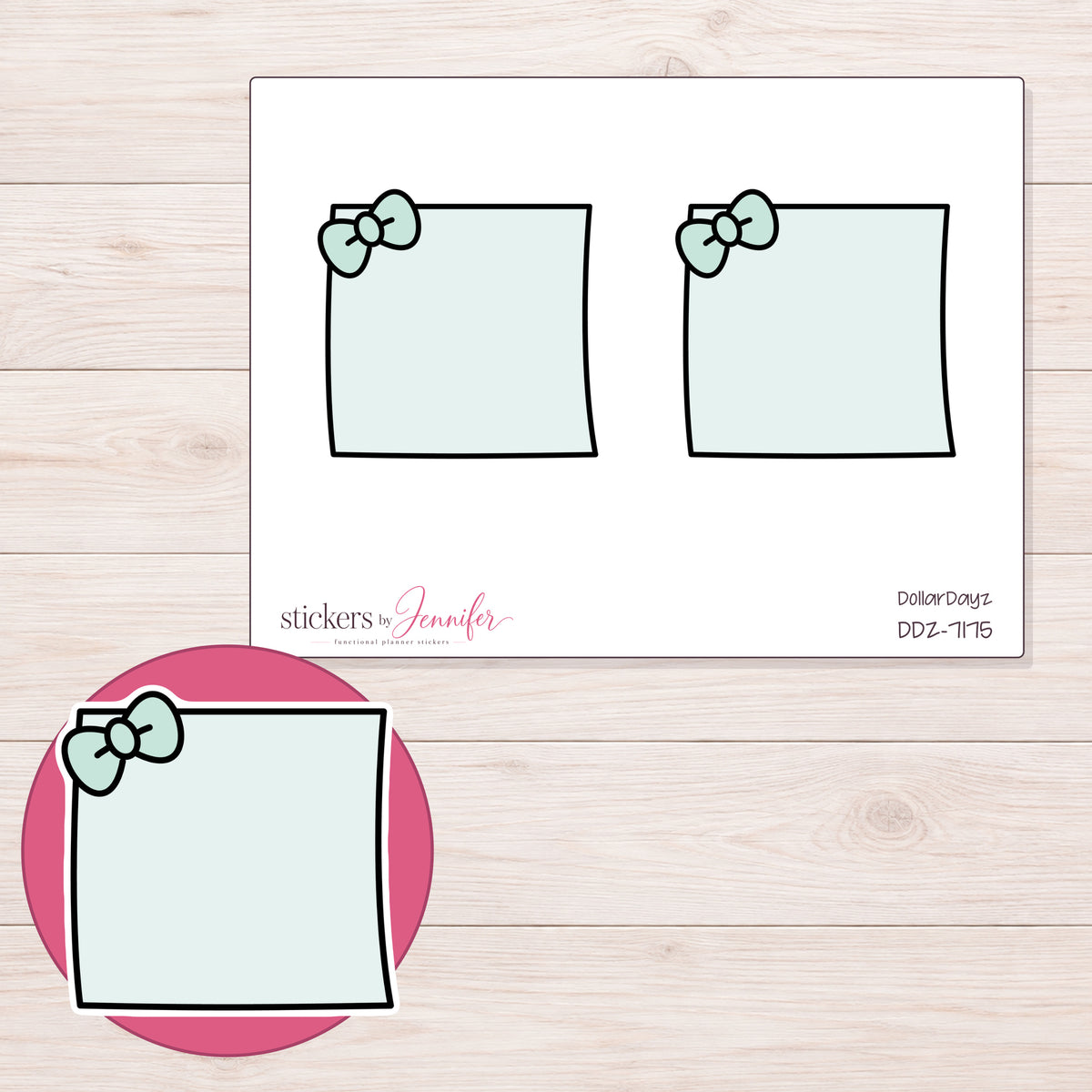 DDZ-7175 planner sticker sheet with enlarged sticker detail