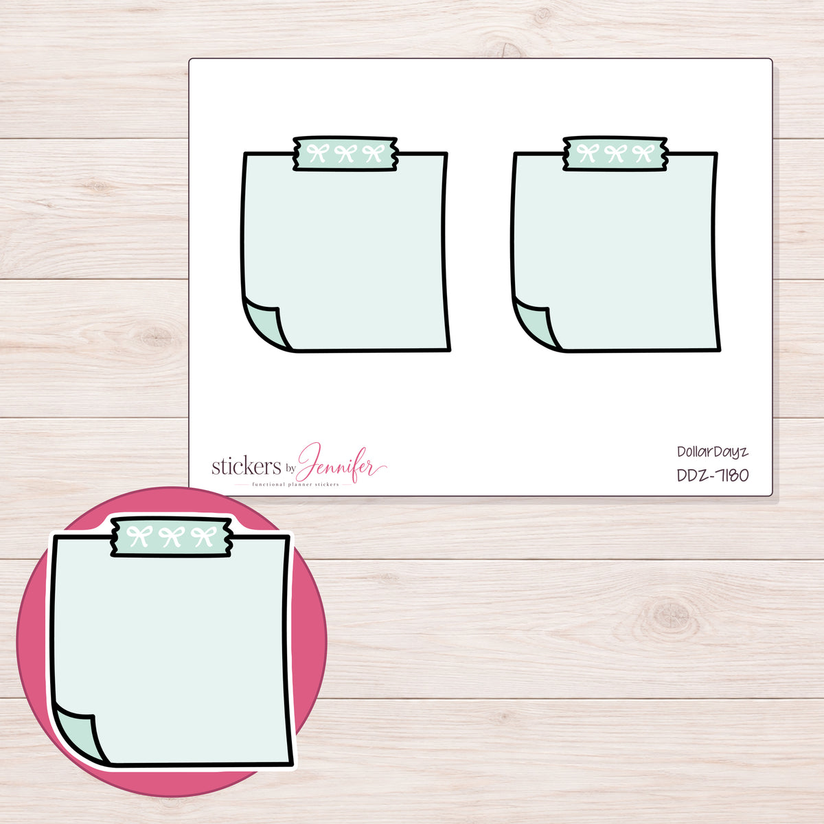 DDZ-7180 planner sticker sheet with enlarged sticker detail