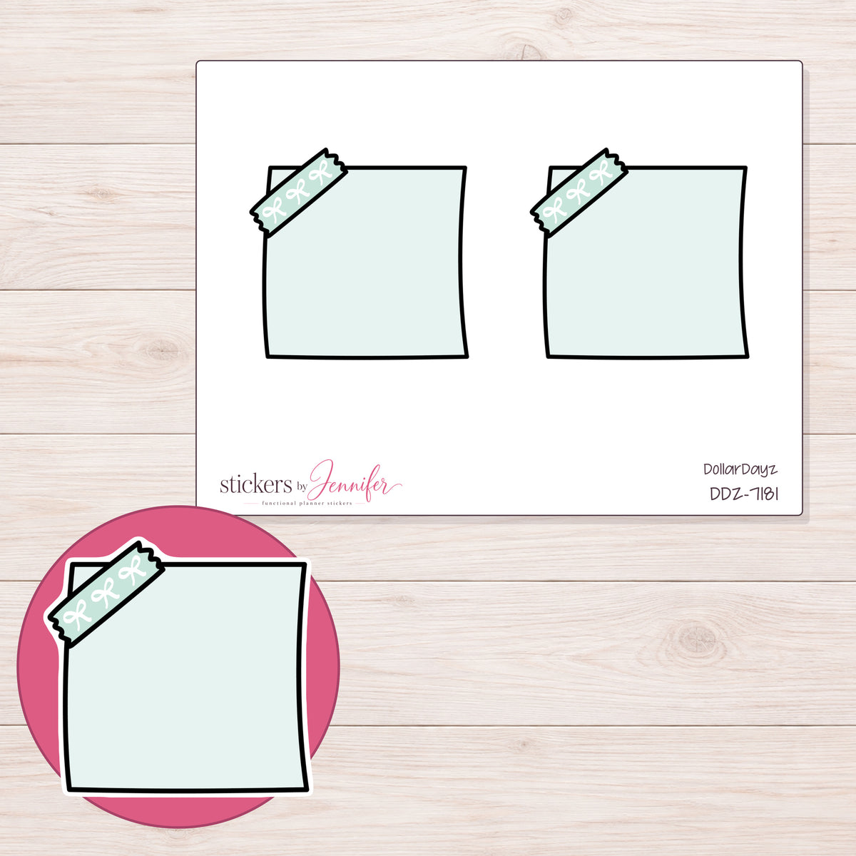 DDZ-7181 planner sticker sheet with enlarged sticker detail