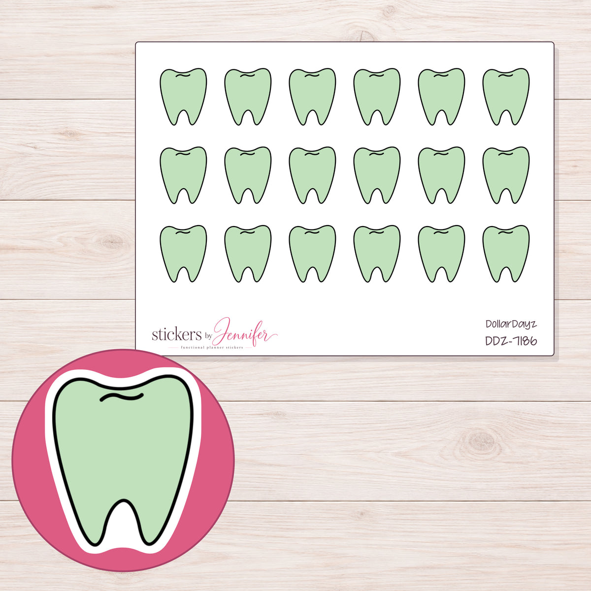 DDZ-7186 planner sticker sheet with enlarged sticker detail