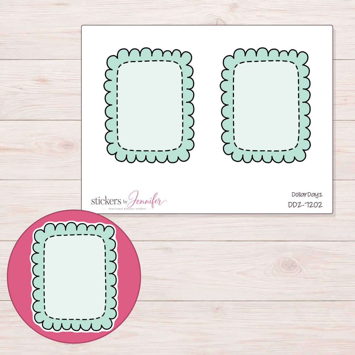 DDZ-7202 planner sticker sheet with enlarged sticker detail