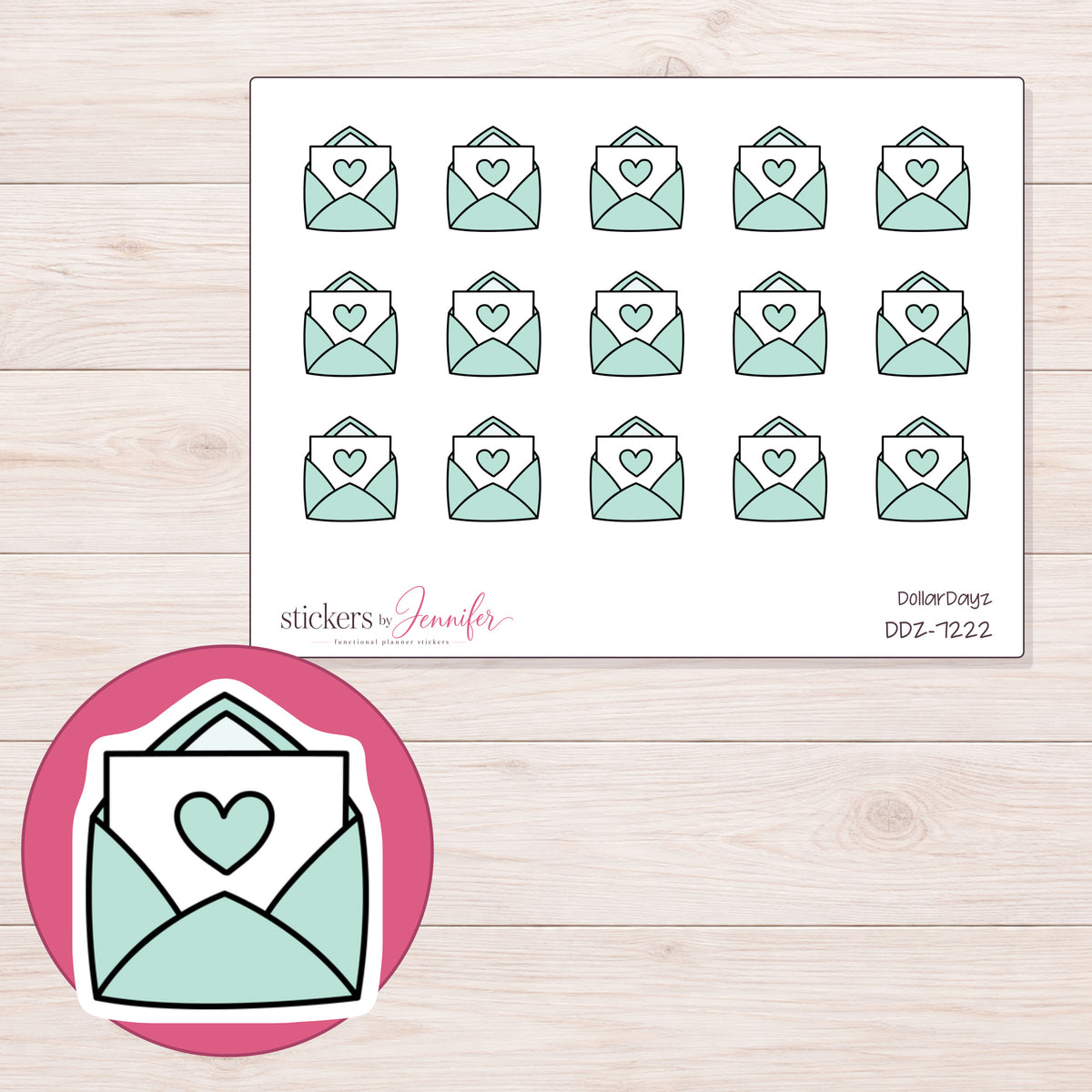 DDZ-7222 planner sticker sheet with enlarged sticker detail
