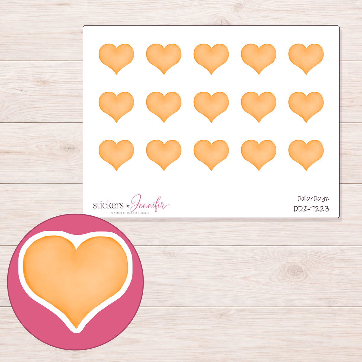 DDZ-7223 planner sticker sheet with enlarged sticker detail