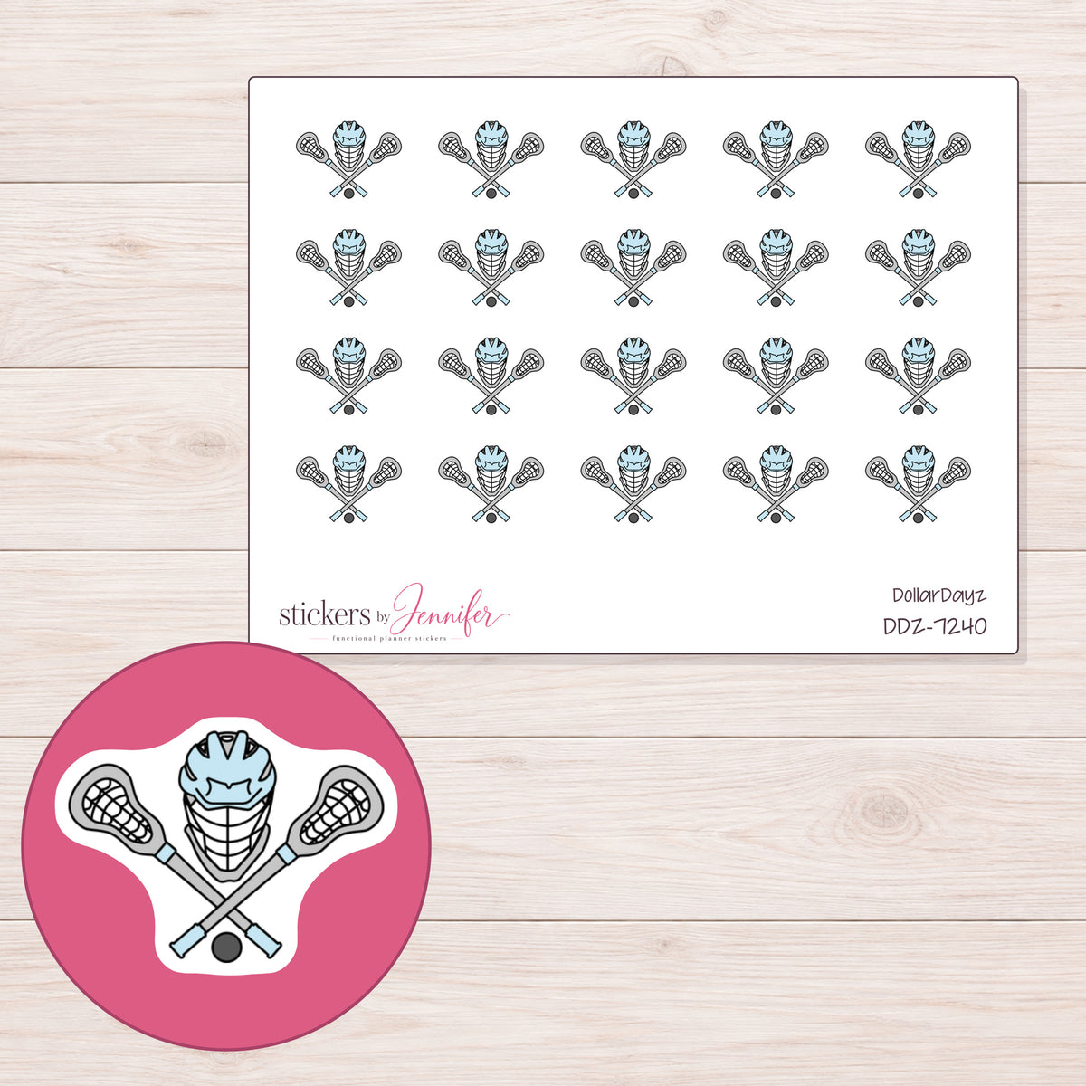 DDZ-7240 planner sticker sheet with enlarged sticker detail