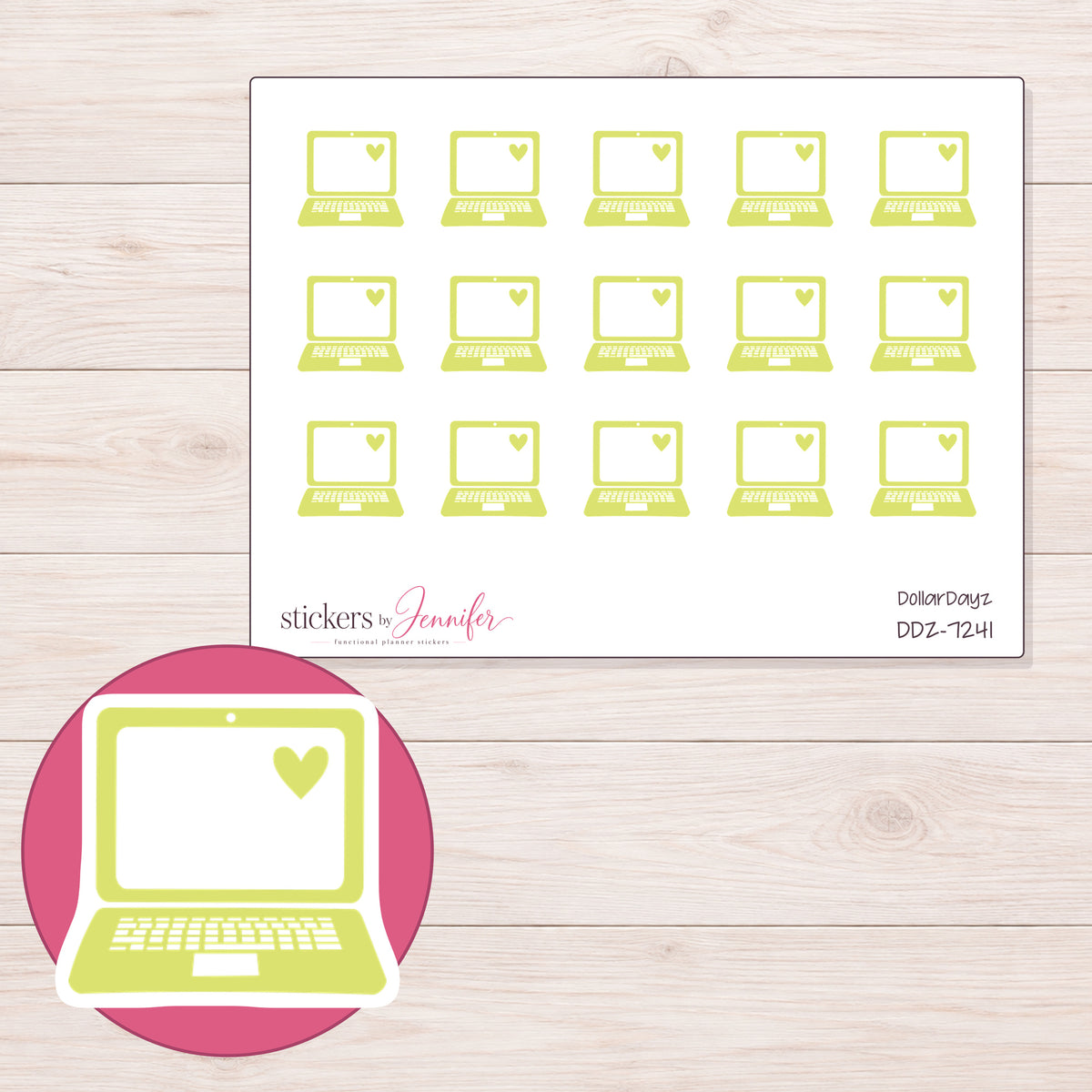 DDZ-7241 planner sticker sheet with enlarged sticker detail