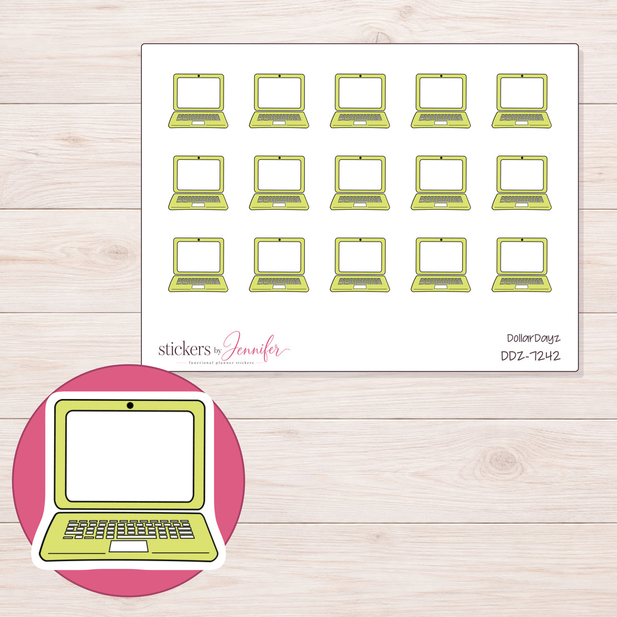 DDZ-7242 planner sticker sheet with enlarged sticker detail