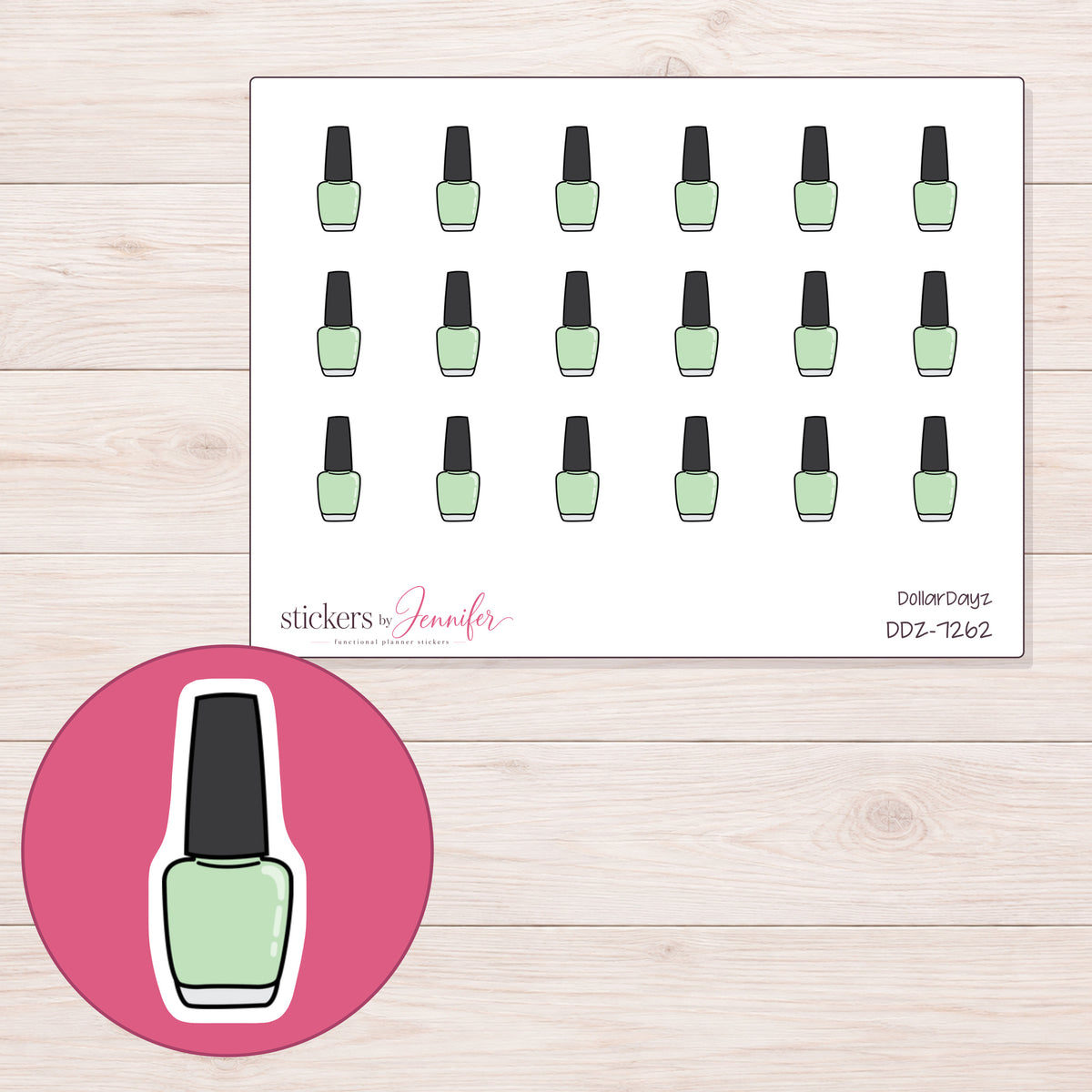 DDZ-7262 planner sticker sheet with enlarged sticker detail