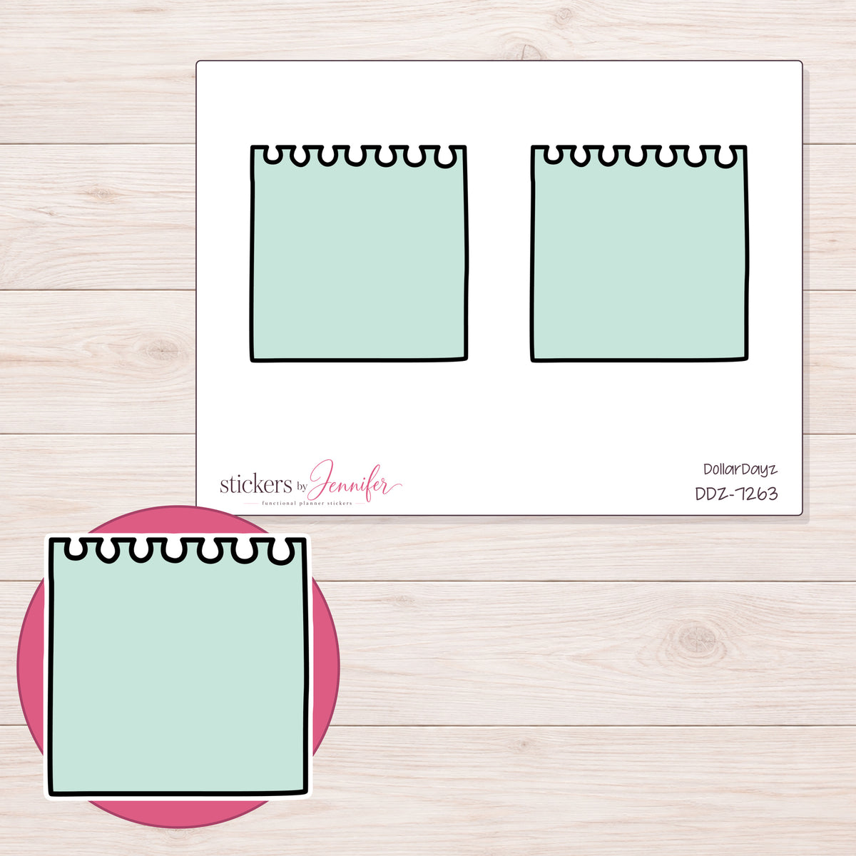 DDZ-7263 planner sticker sheet with enlarged sticker detail
