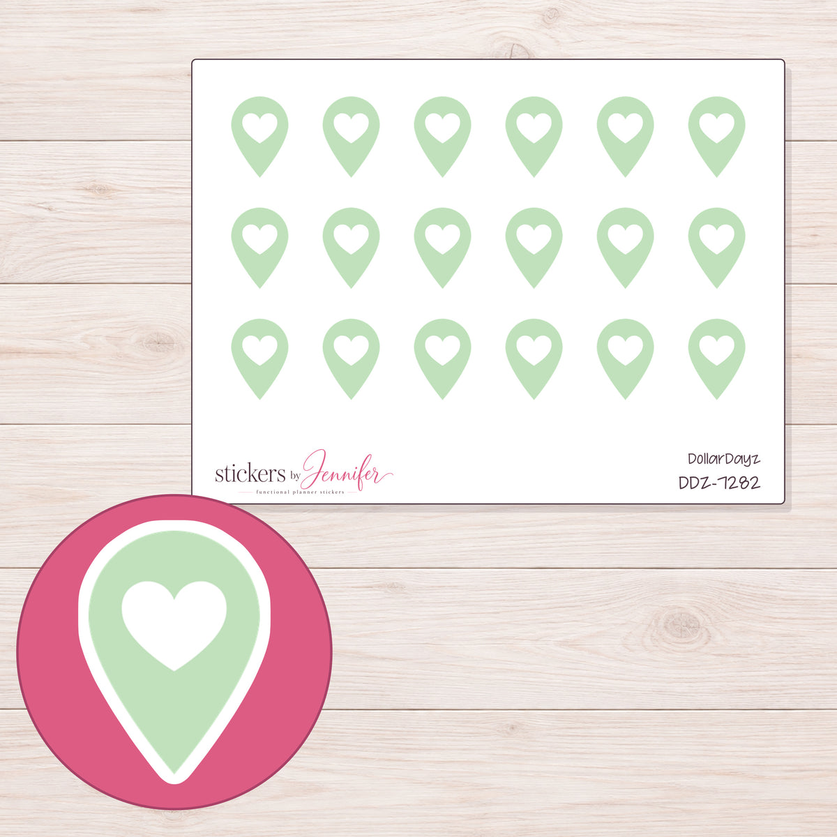 DDZ-7282 planner sticker sheet with enlarged sticker detail
