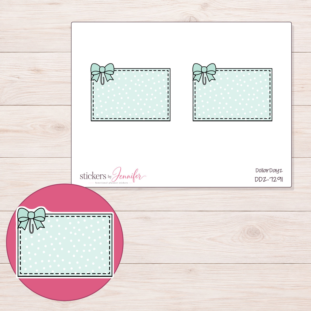 DDZ-7291 planner sticker sheet with enlarged sticker detail