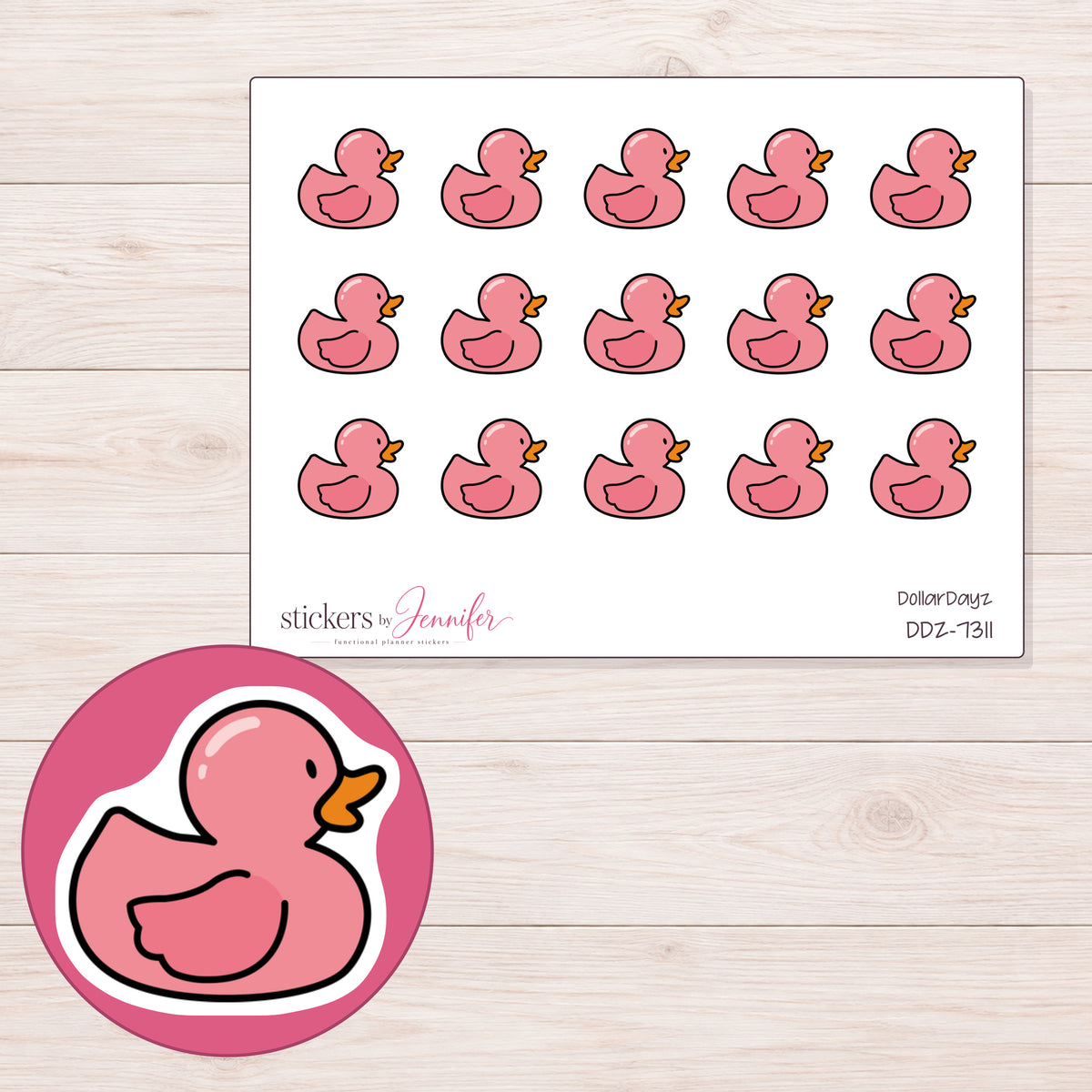 DDZ-7311 planner sticker sheet with enlarged sticker detail